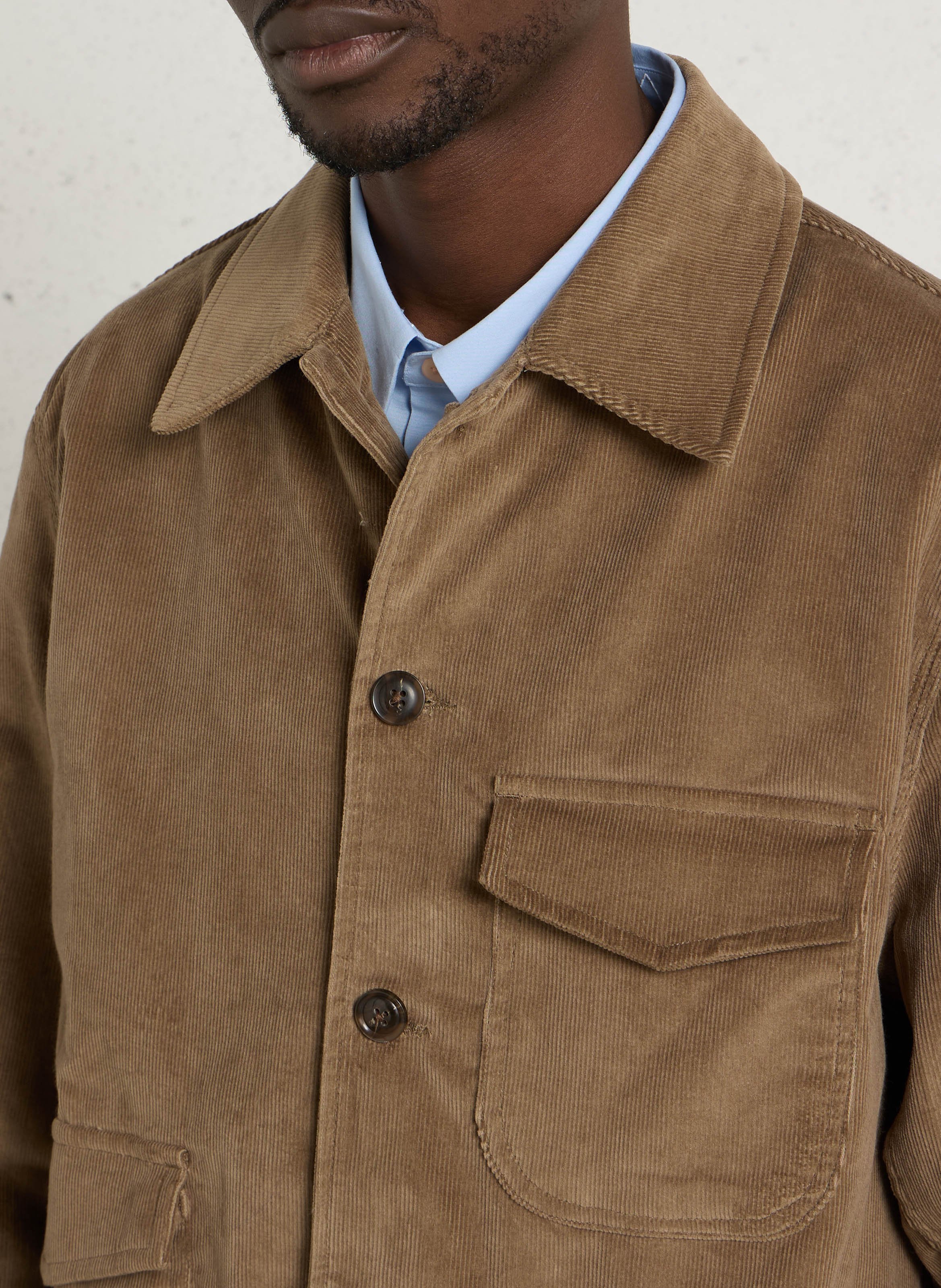 Straight-fit jacket with a classic collar in ribbed cotton blend PAUL SMITH Brown