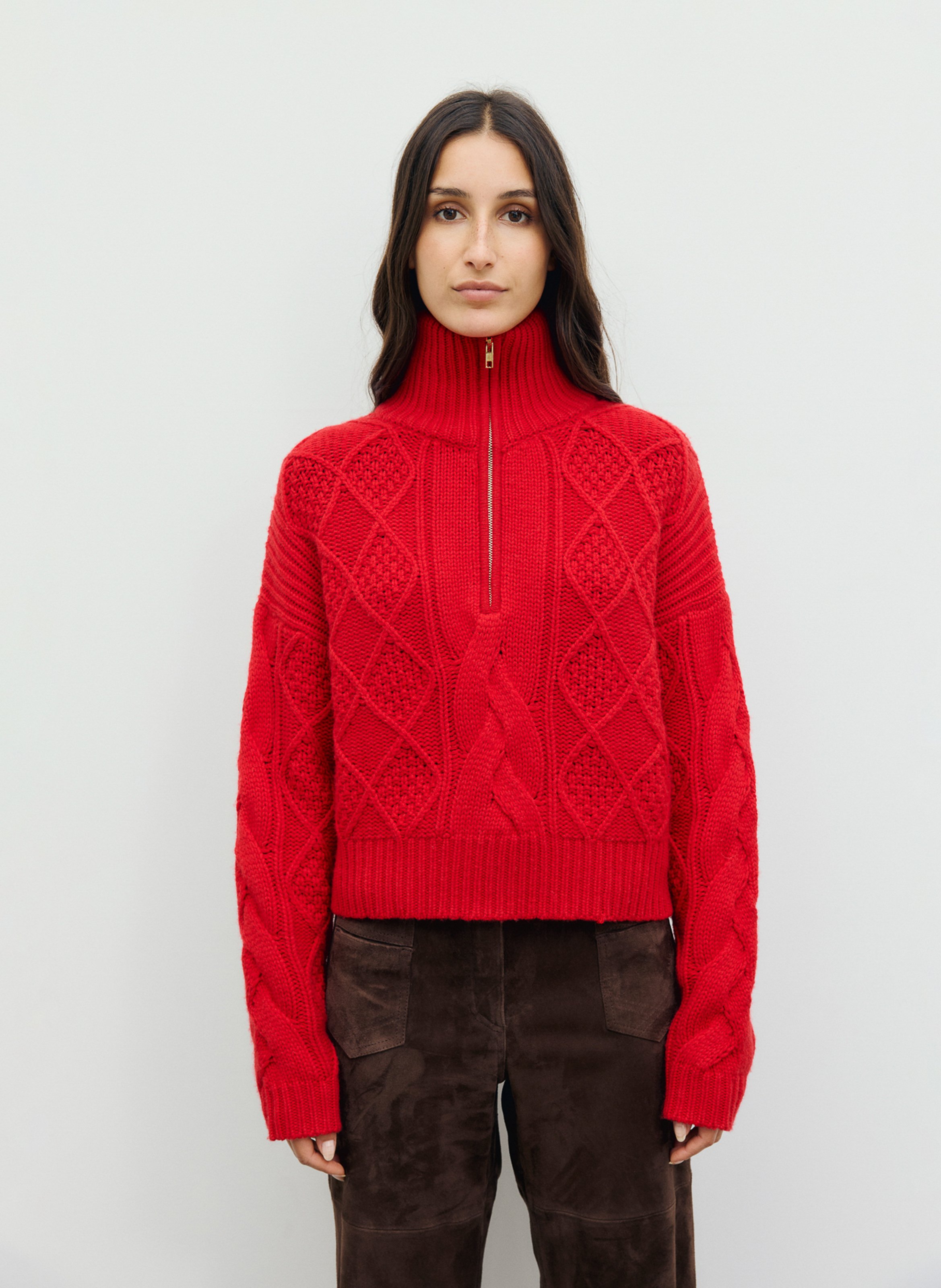 Pull col montant zippé en laine  GERARD DAREL Rouge