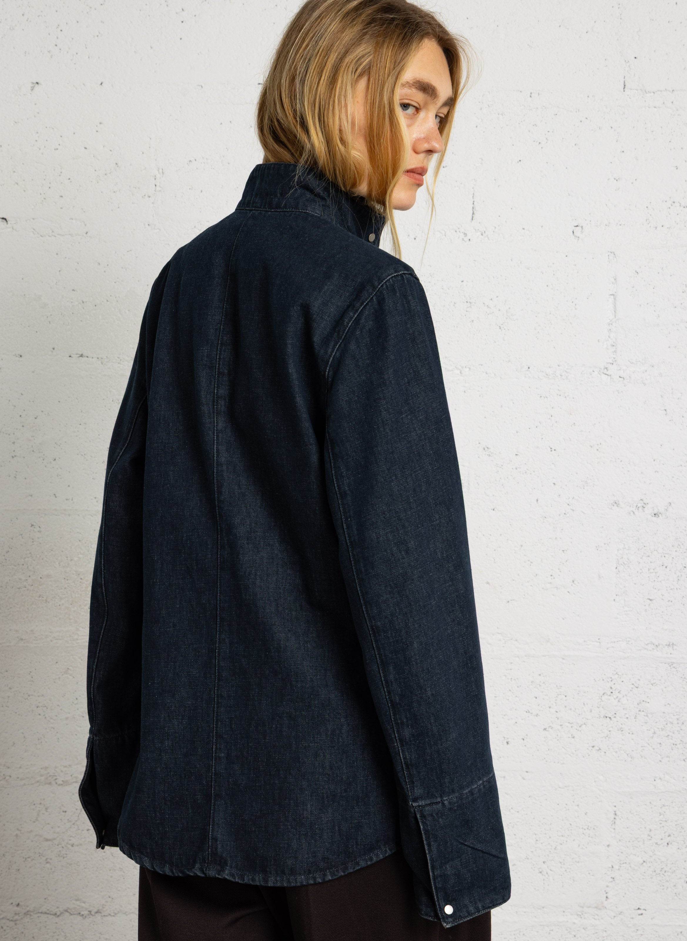 Straight-fit shirt in recycled cotton blend denim SOEUR Blue