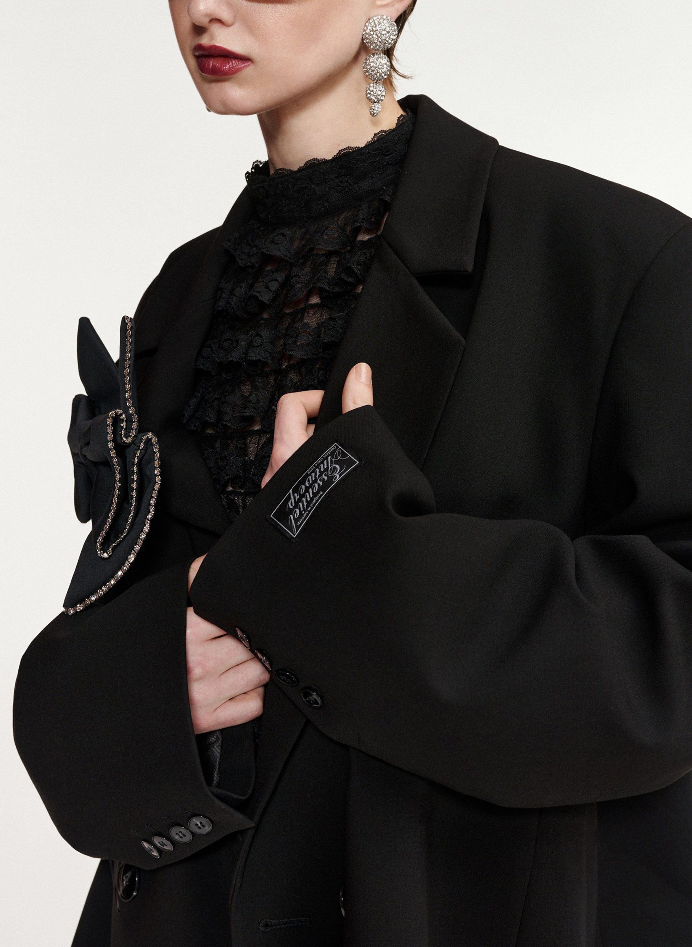 Plain straight-cut blazer jacket ESSENTIEL ANTWERP Black