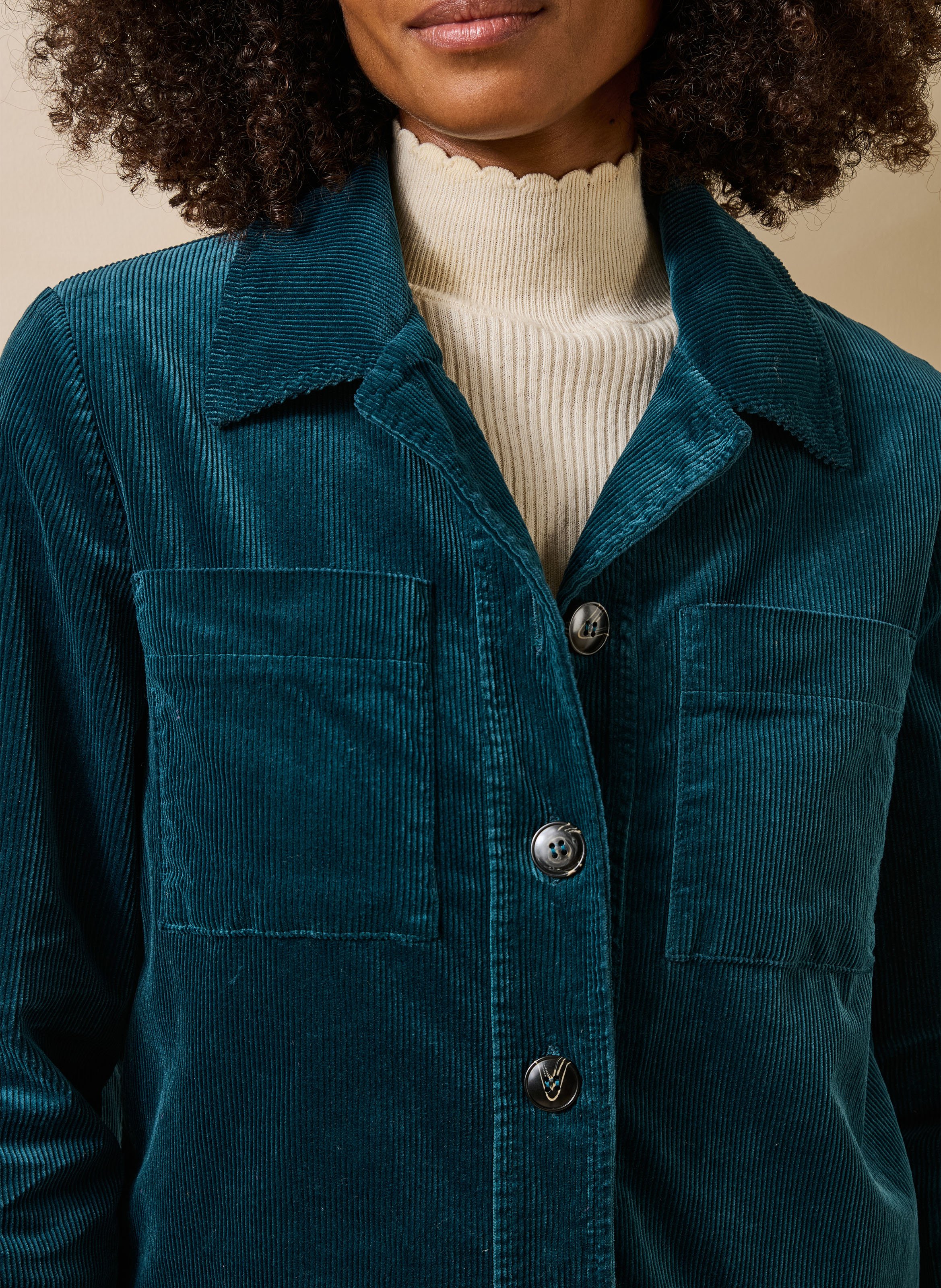 Kurze Jacke aus Baumwollmischung in Cordoptik LA FEE MARABOUTEE Blau
