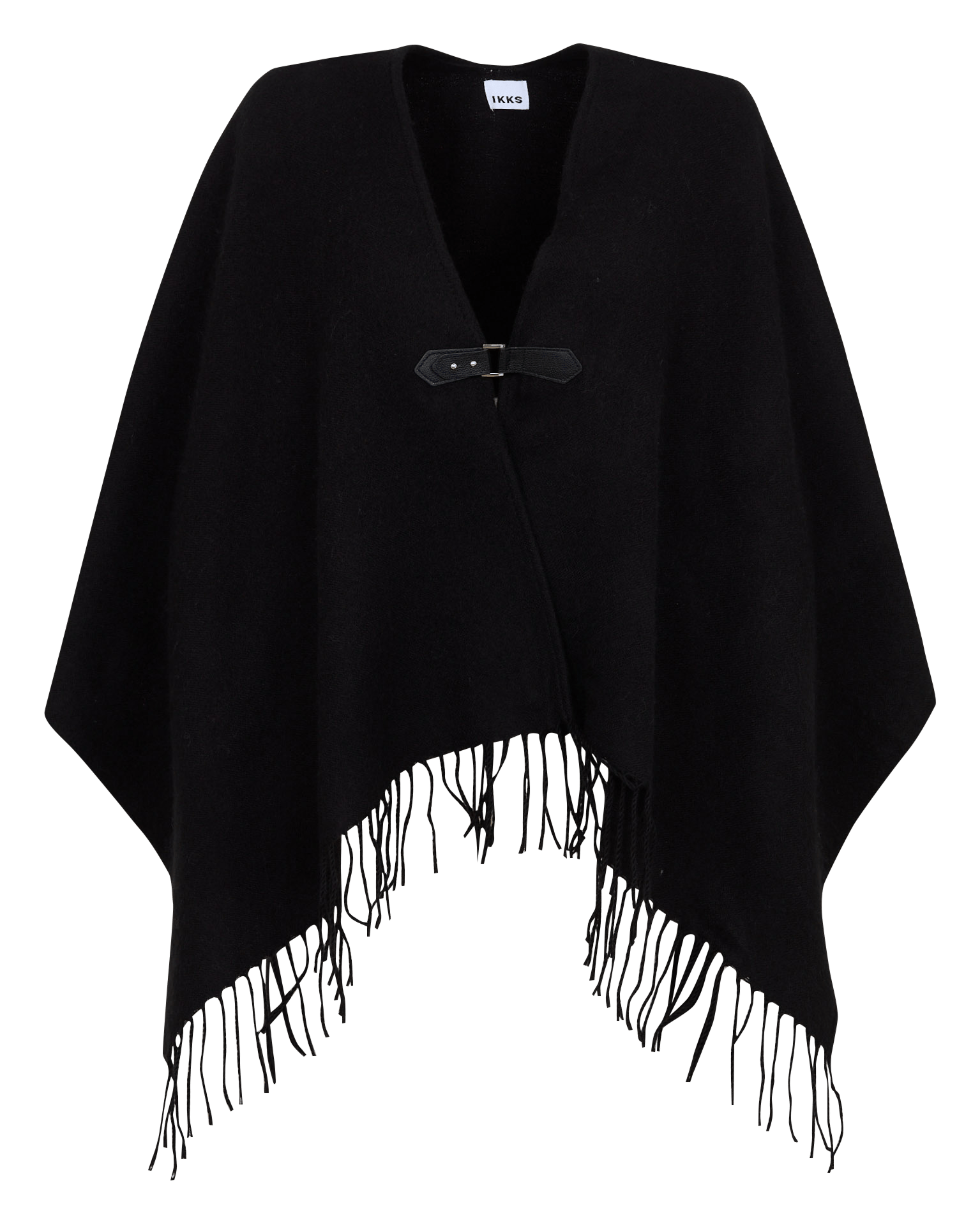 Fringed V-neck cape IKKS Black
