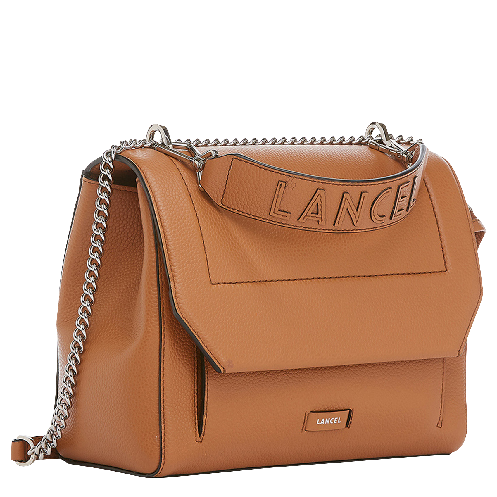 Sac à rabat en cuir grainé Marron