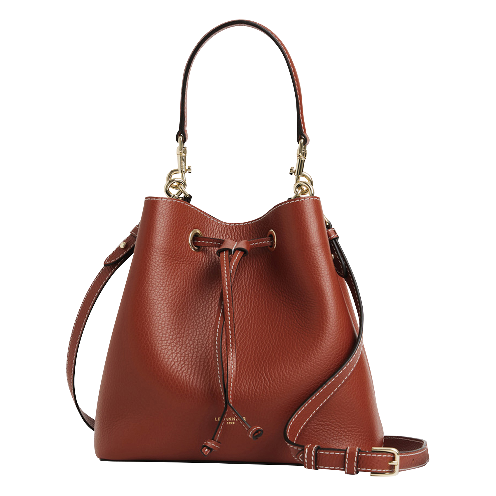 Grained leather bucket bag LE TANNEUR Brown