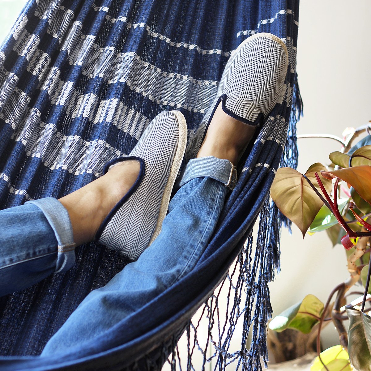 Fabric Charentaise slippers JULES & JENN White