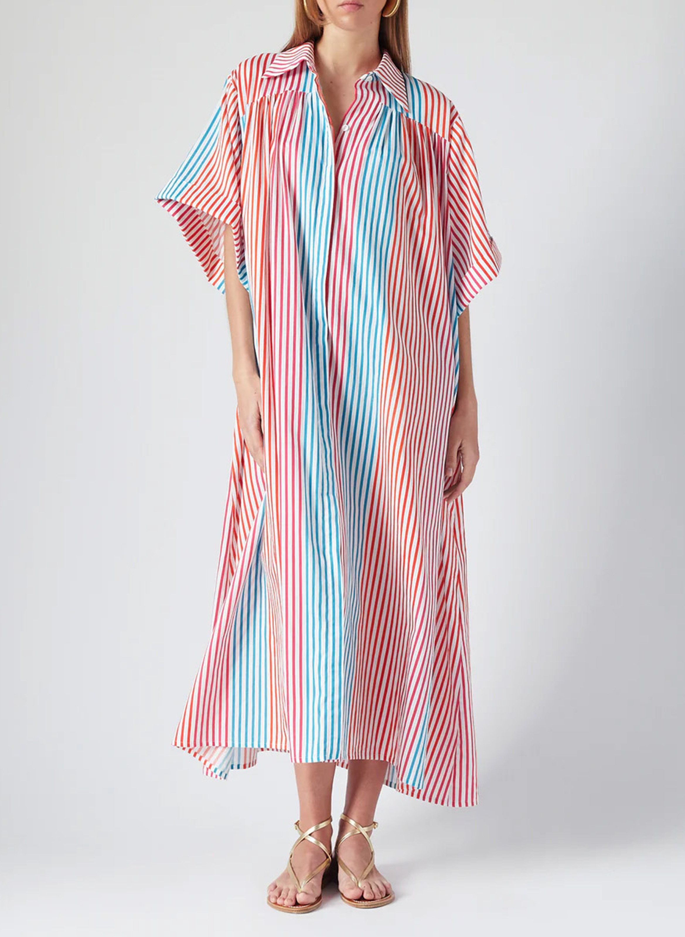 Long cotton dress with classic collar THE LABEL EDITION Multicolored