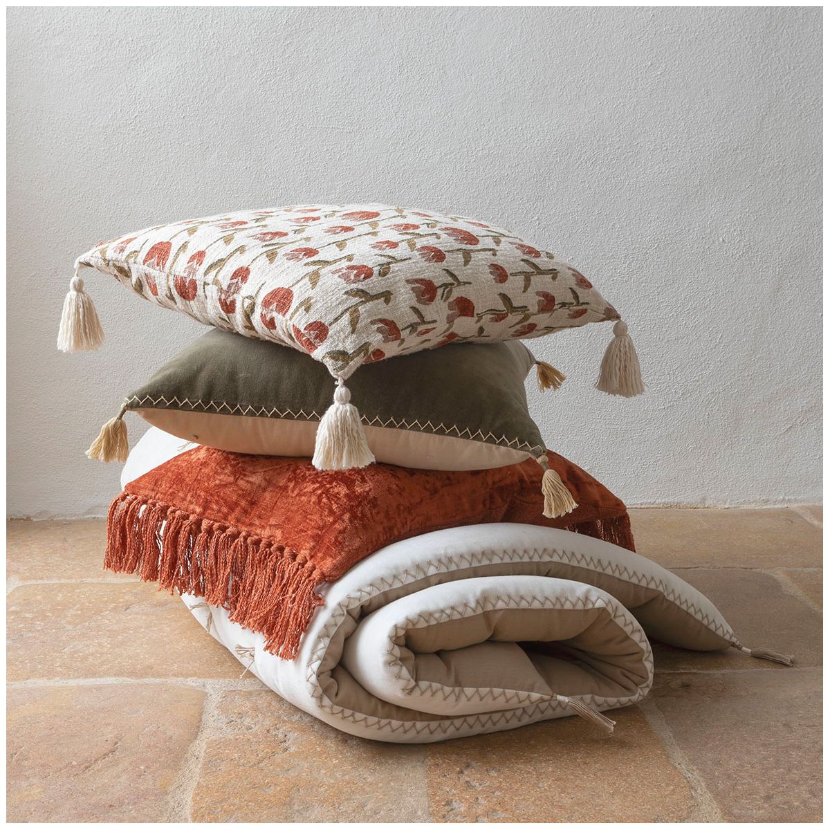 Housse de coussin BLANC D'IVOIRE Multicolore