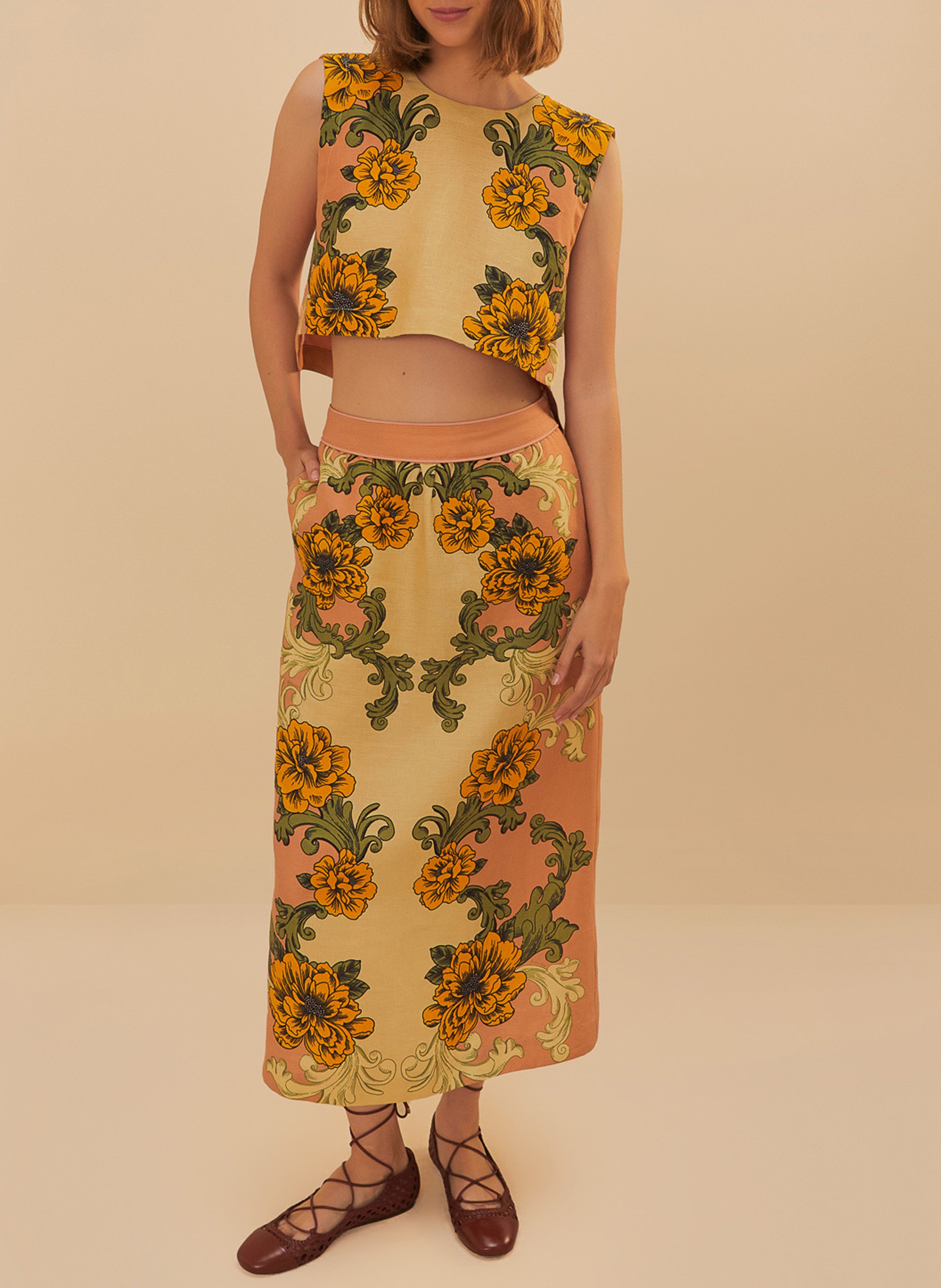 Jupe midi à imprimé floral  FARM RIO Multicolore