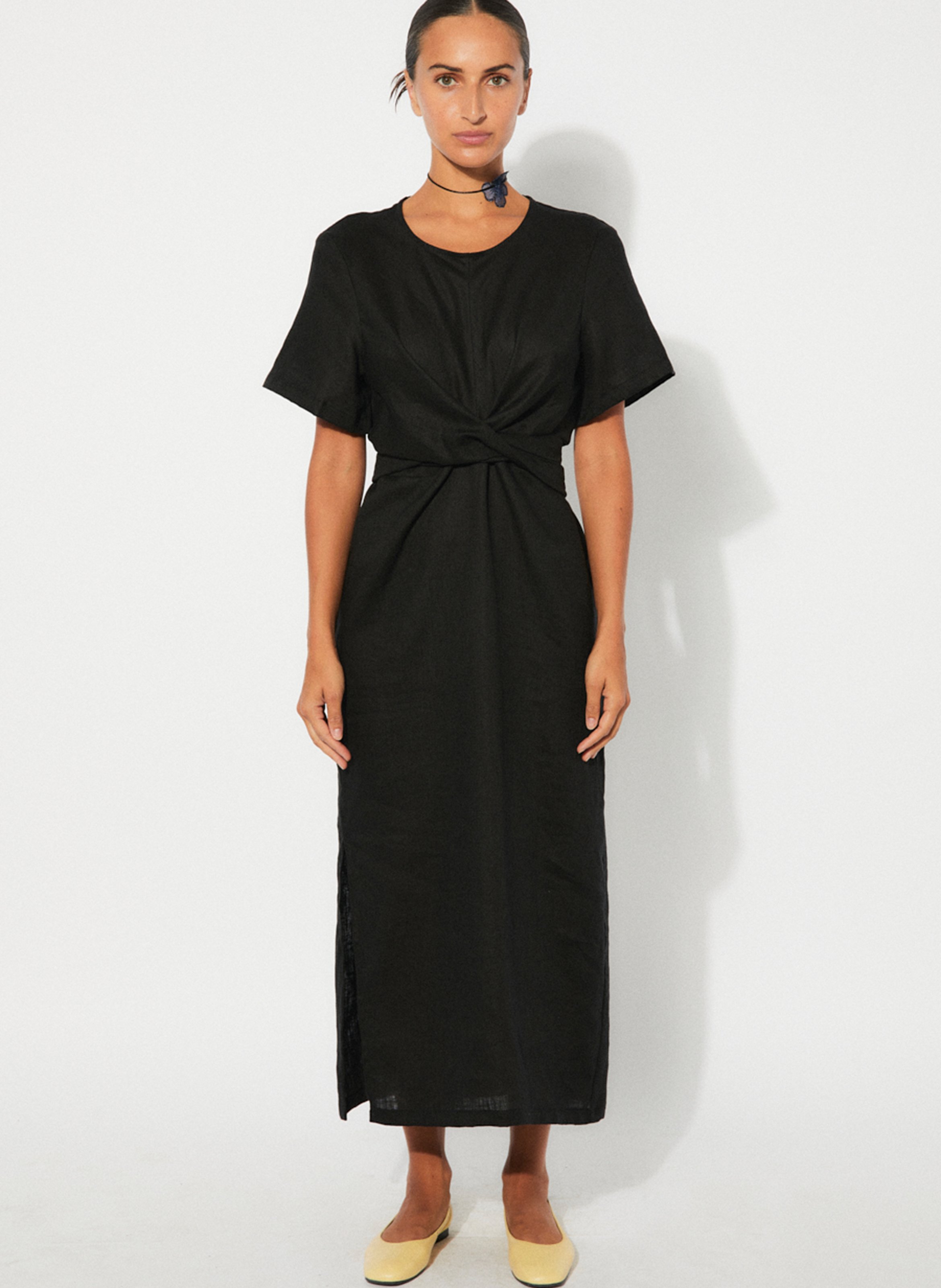 Robe longue en coton mélangé RITA ROW Noir