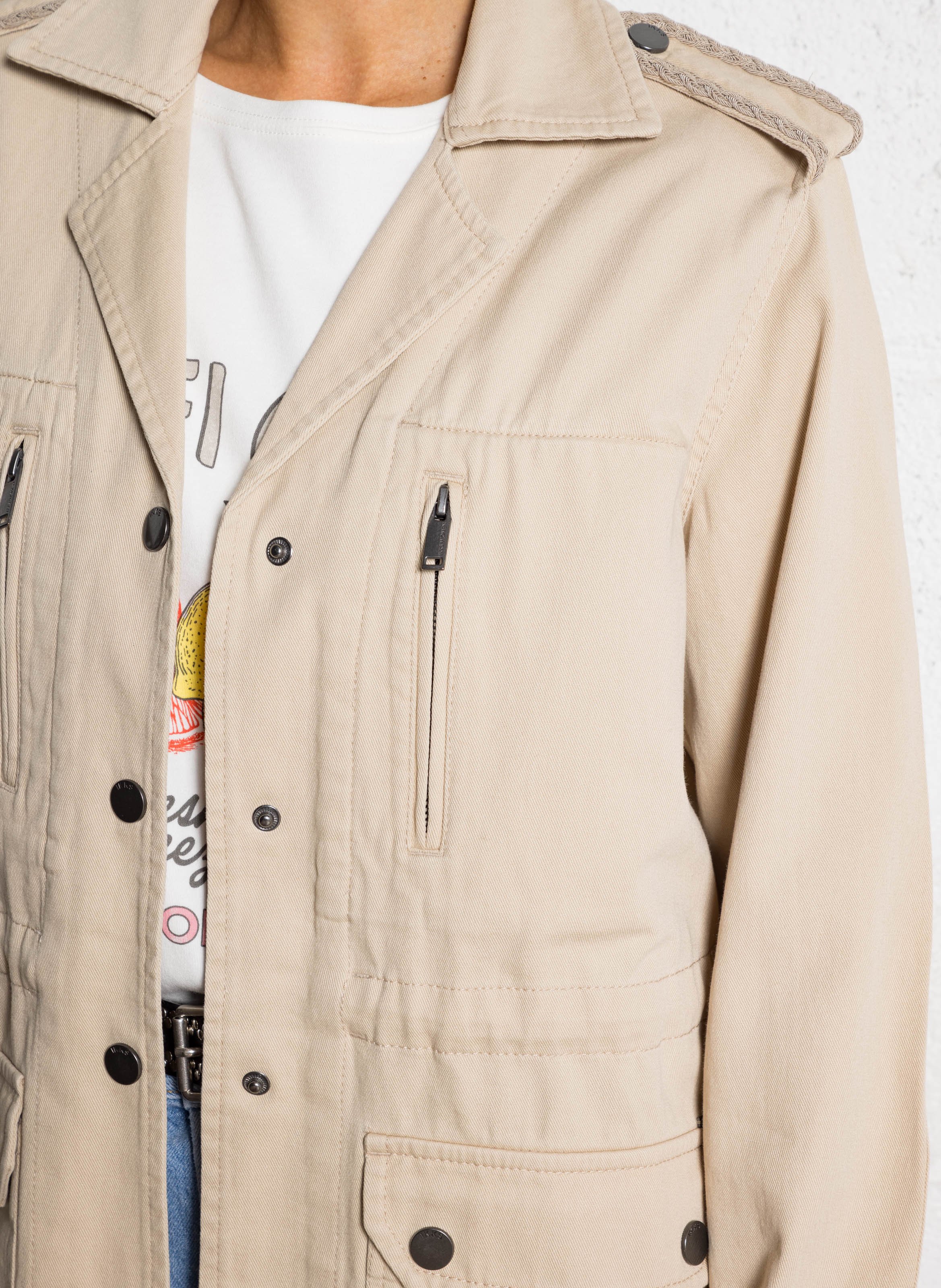 Straight cotton jacket IKKS Beige