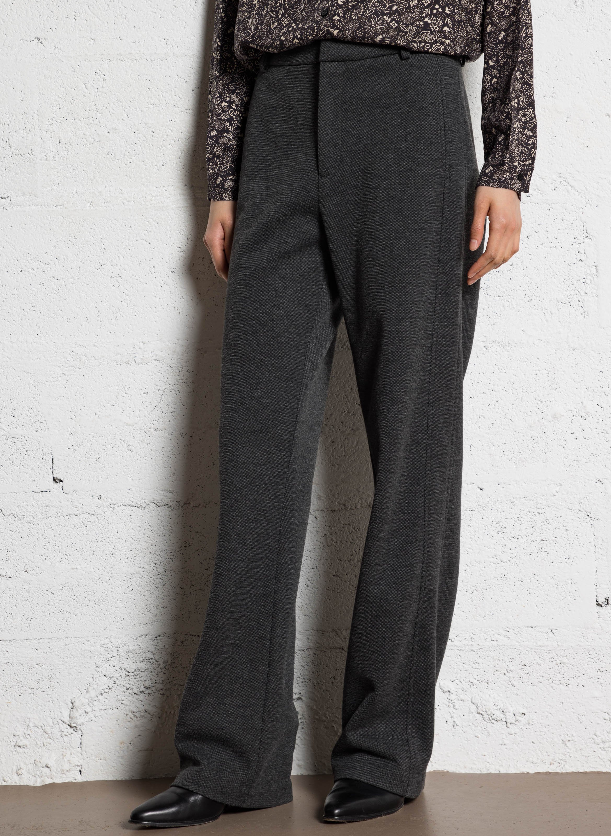 Pantalon de tailleur maille chinée I CODE Gris
