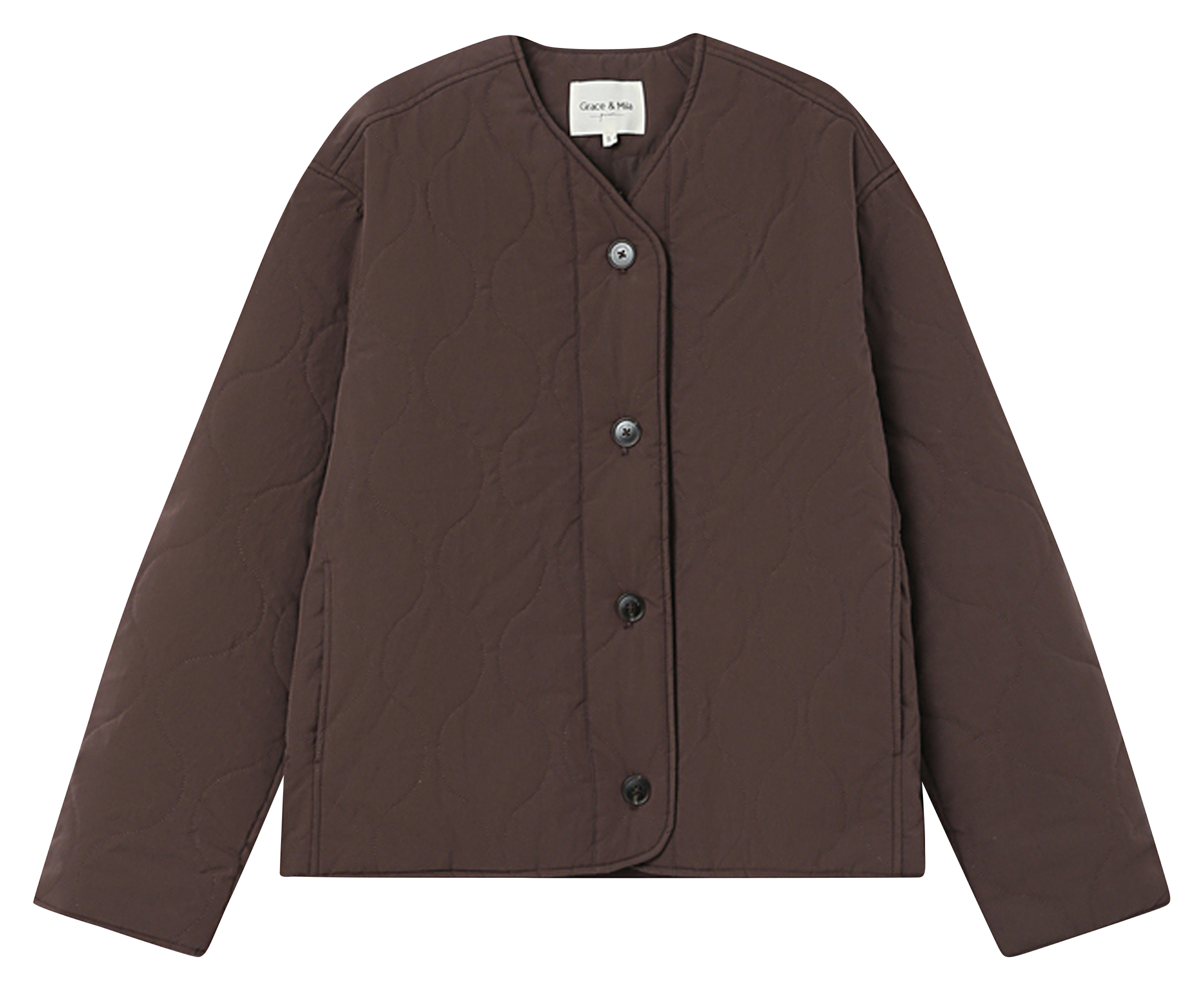 Donsjack met V-hals GRACE ET MILA Bruin