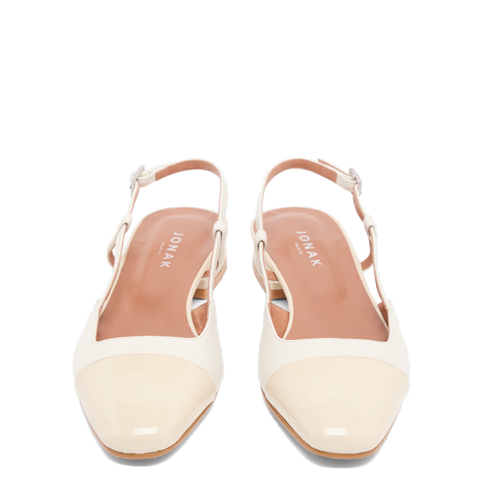 Ballerines ouvertes en cuir vernis Blanc