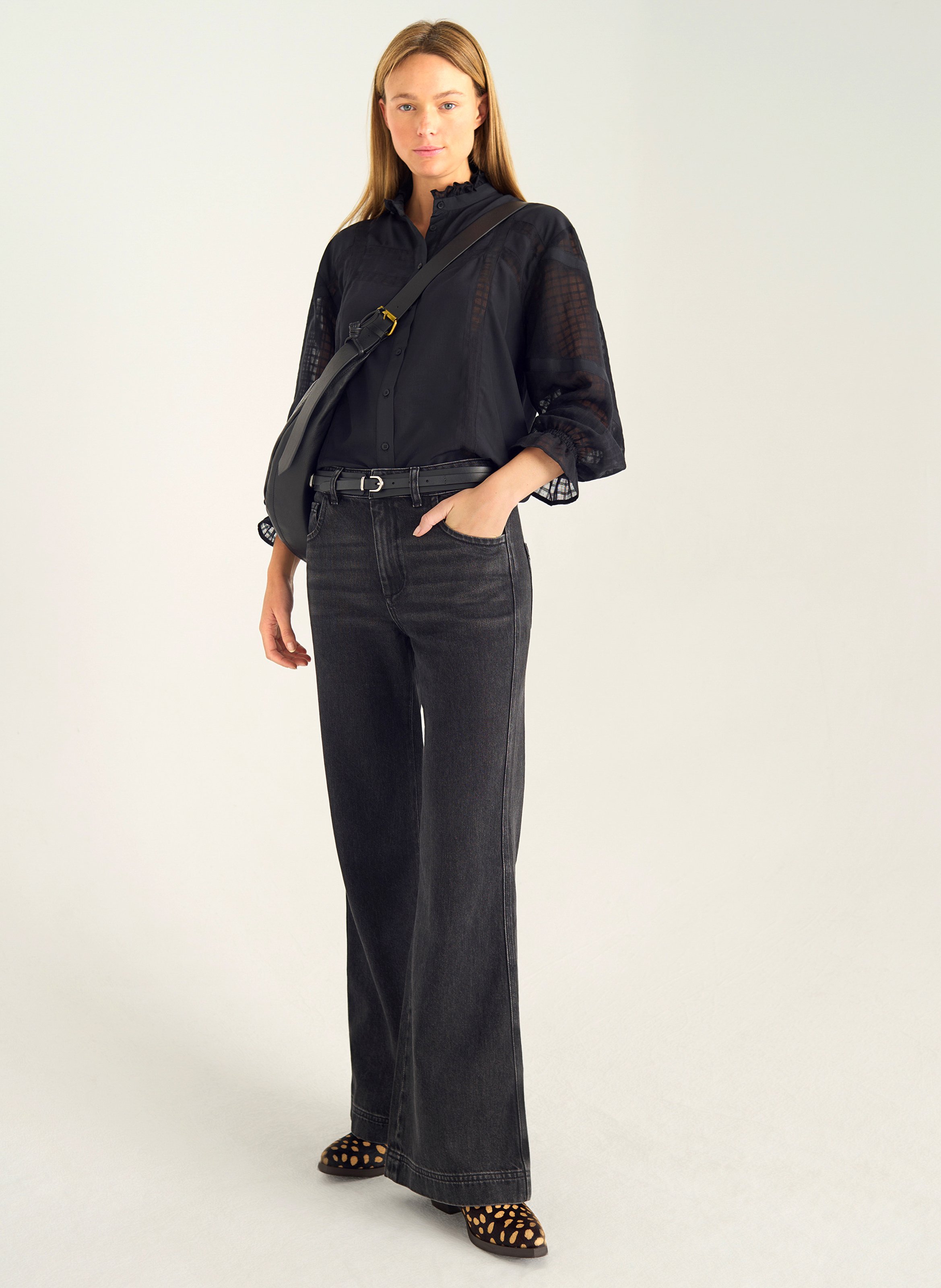 Bootcut Jeans aus Baumwoll-Mix ACOTE Schwarz