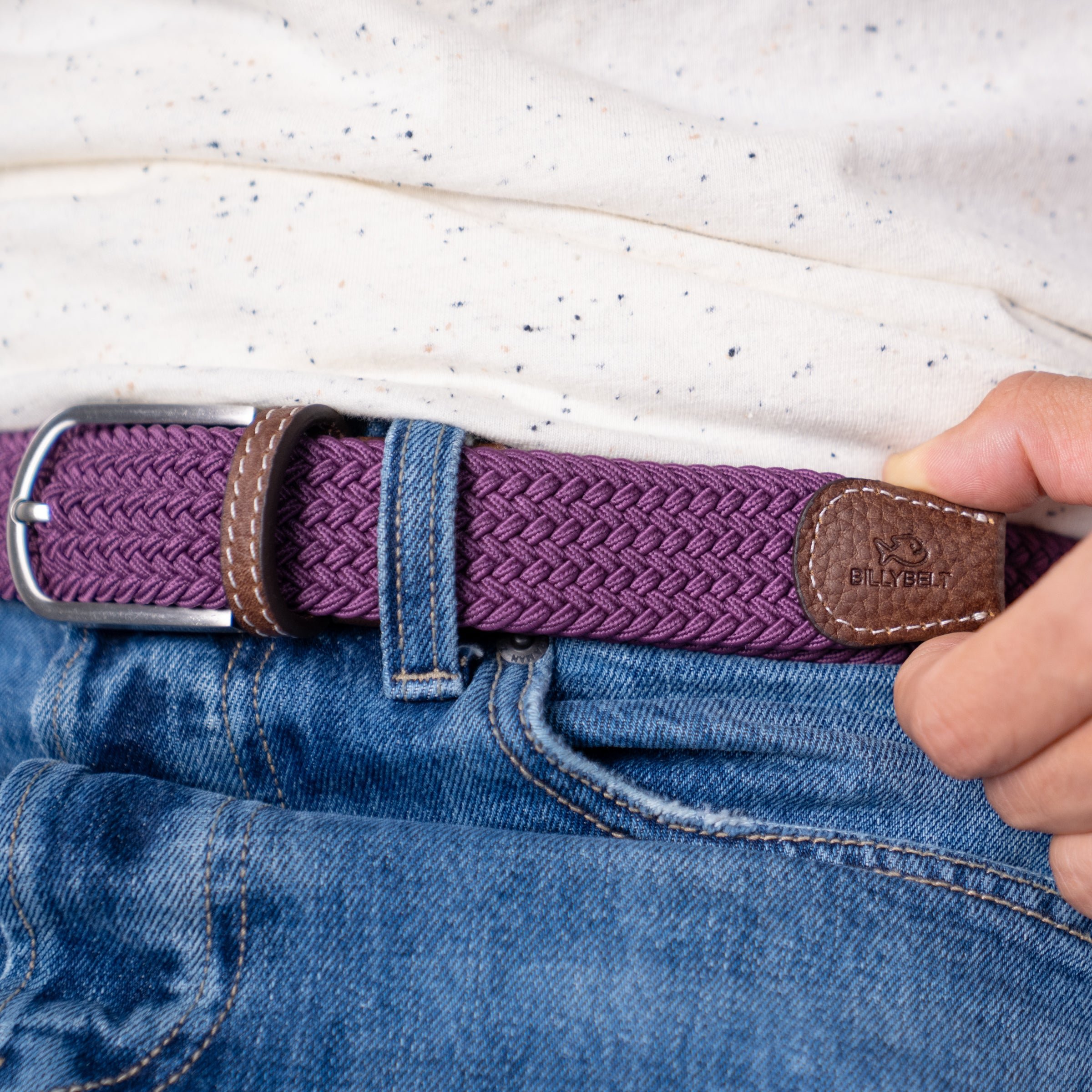 Solid Elastic Braided Belt BILLYBELT Purple