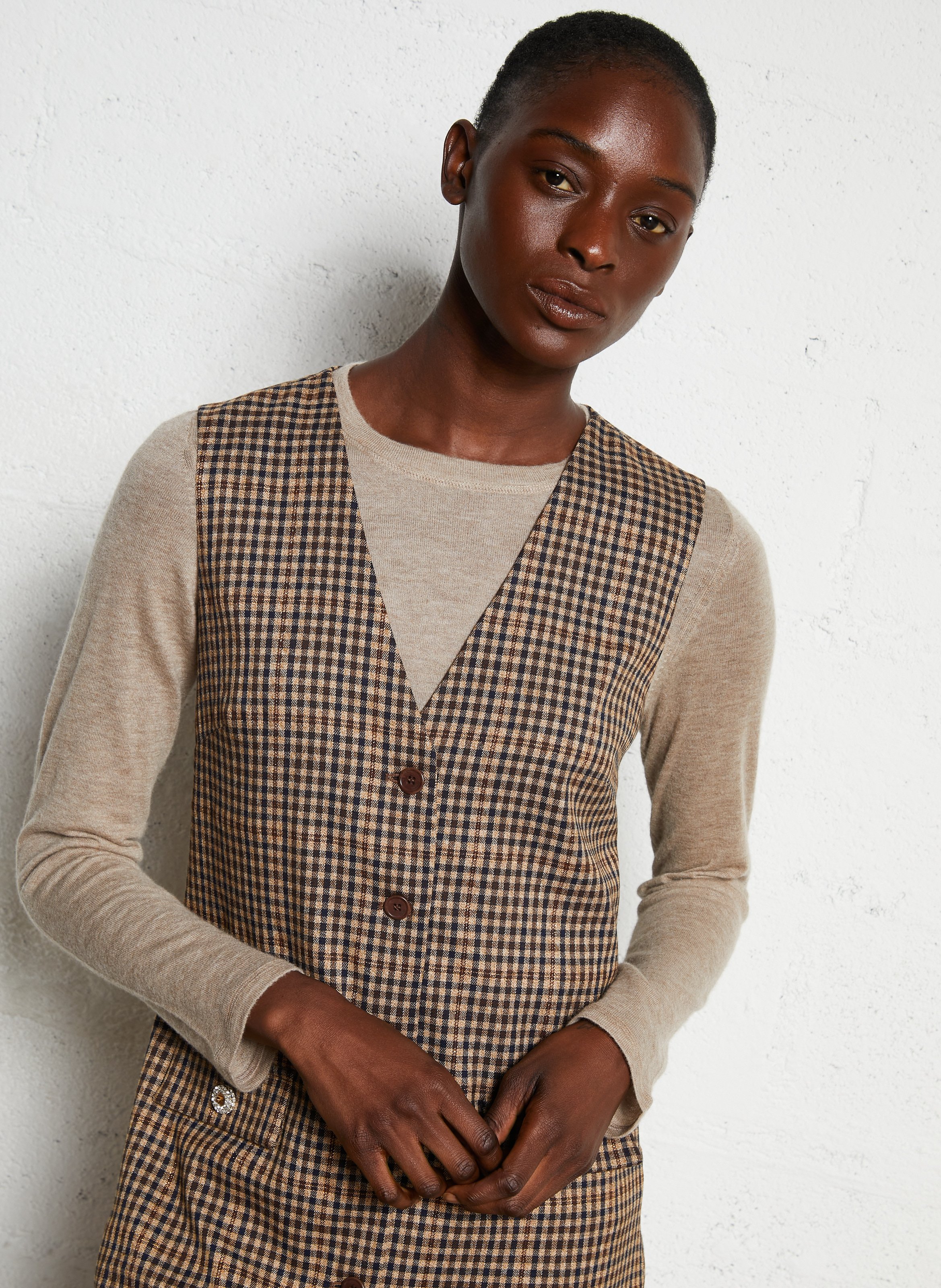 Ausgestelltes Kurzkleid mit V-Ausschnitt LIU JO Braun