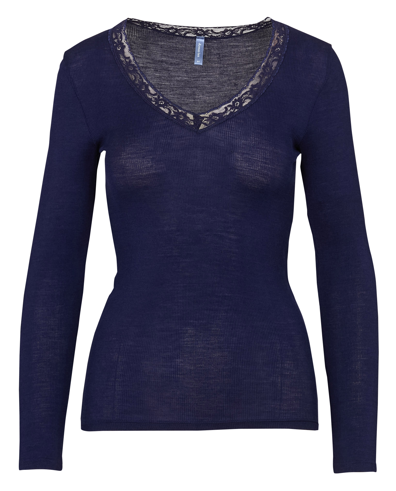 Tee-shirt col v dentelle uni ARMOR LUX Bleu