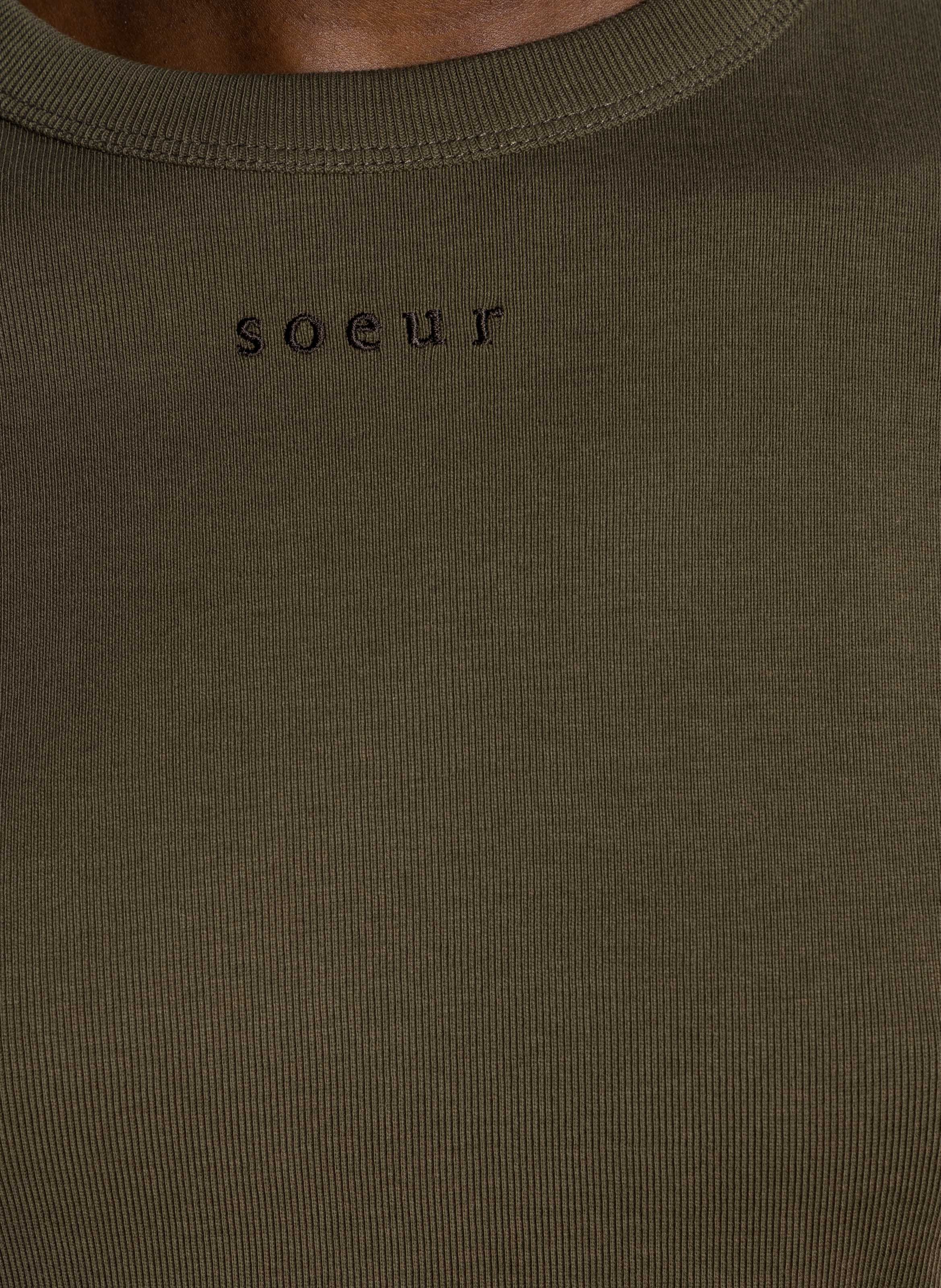 tee-shirt droit en coton bio SOEUR Kaki