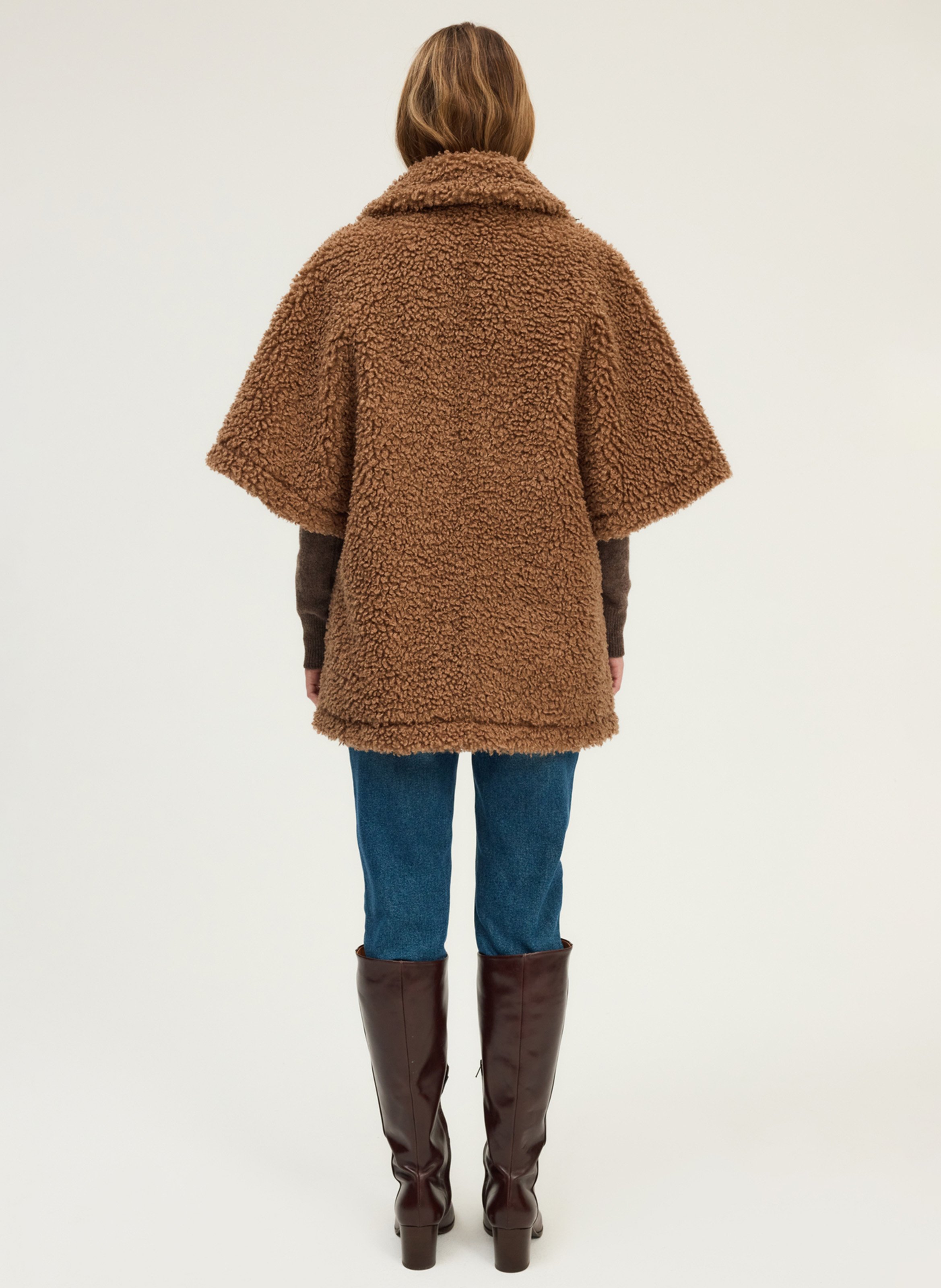 Faux fur coat with tailored collar PABLO Brown