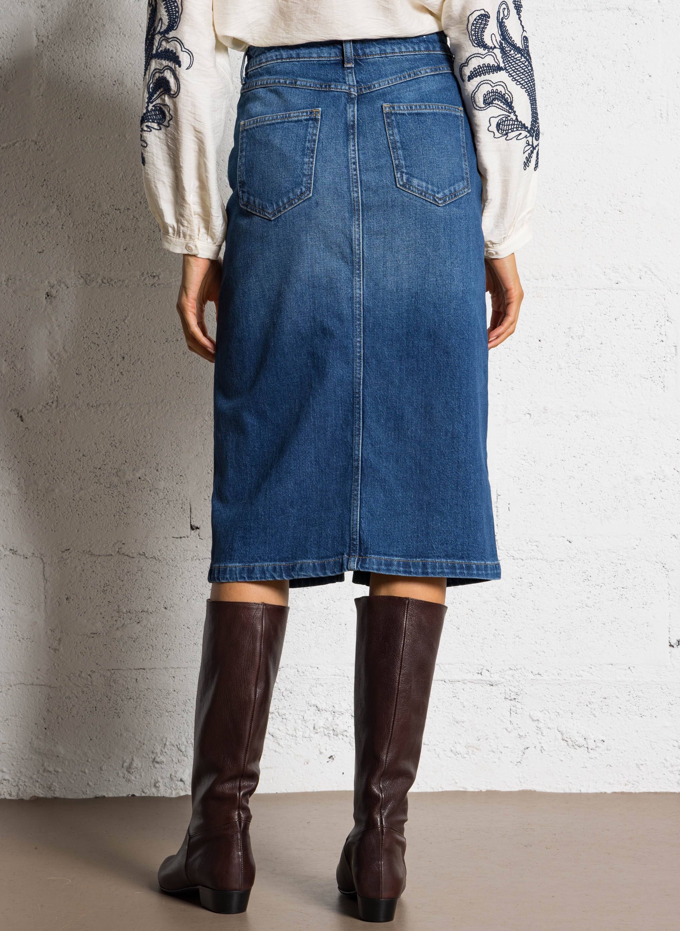 Slit denim midi skirt MAISON 123 Blue