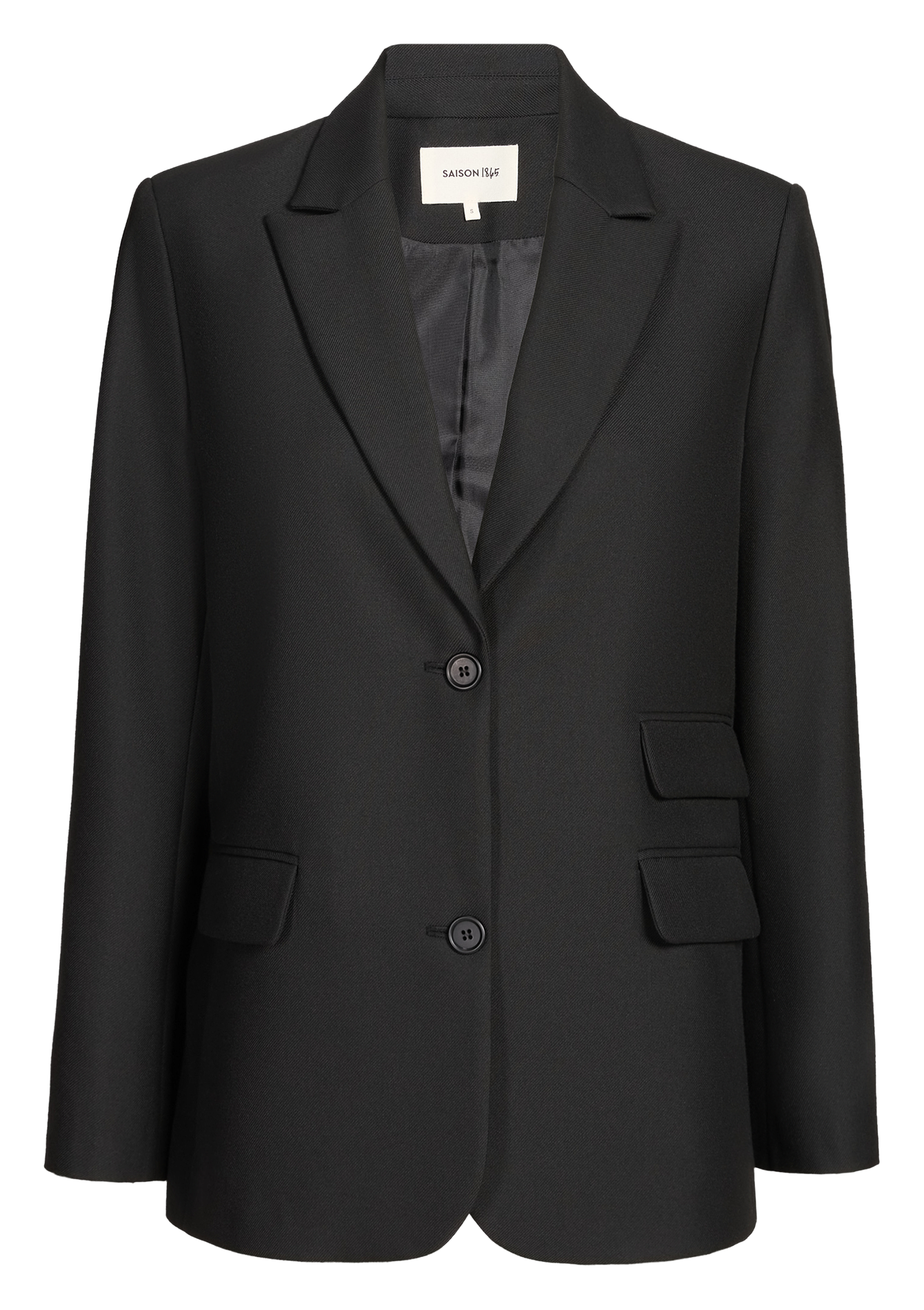 Solid straight blazer with pockets SAISON 1865 Black