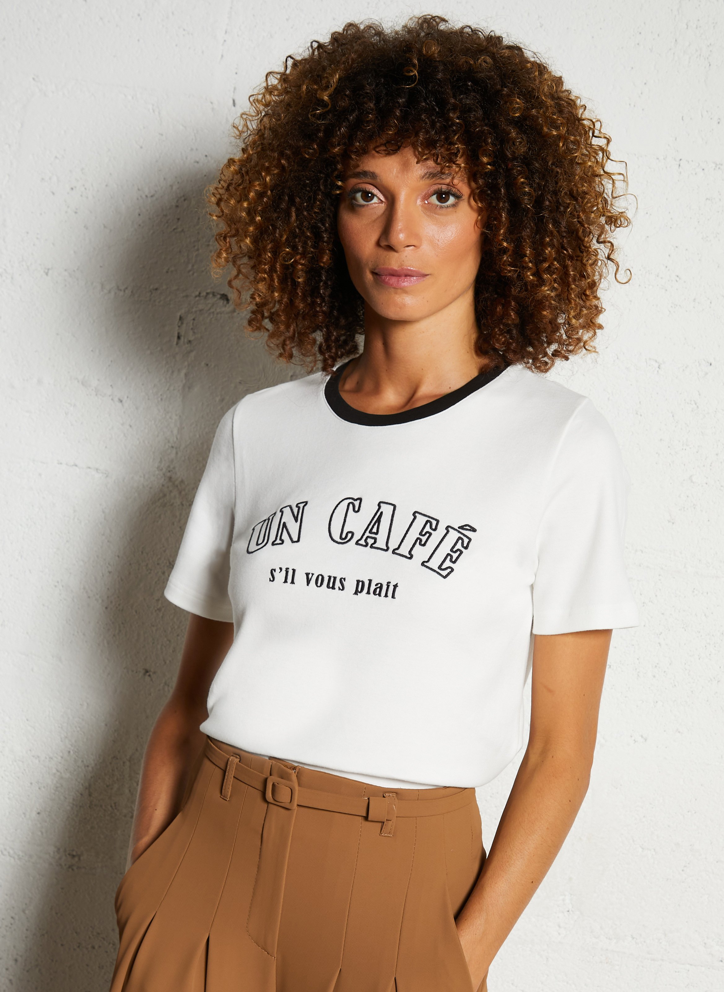 Abito corto collo classico con bottoni in cotone I CODE Bianco