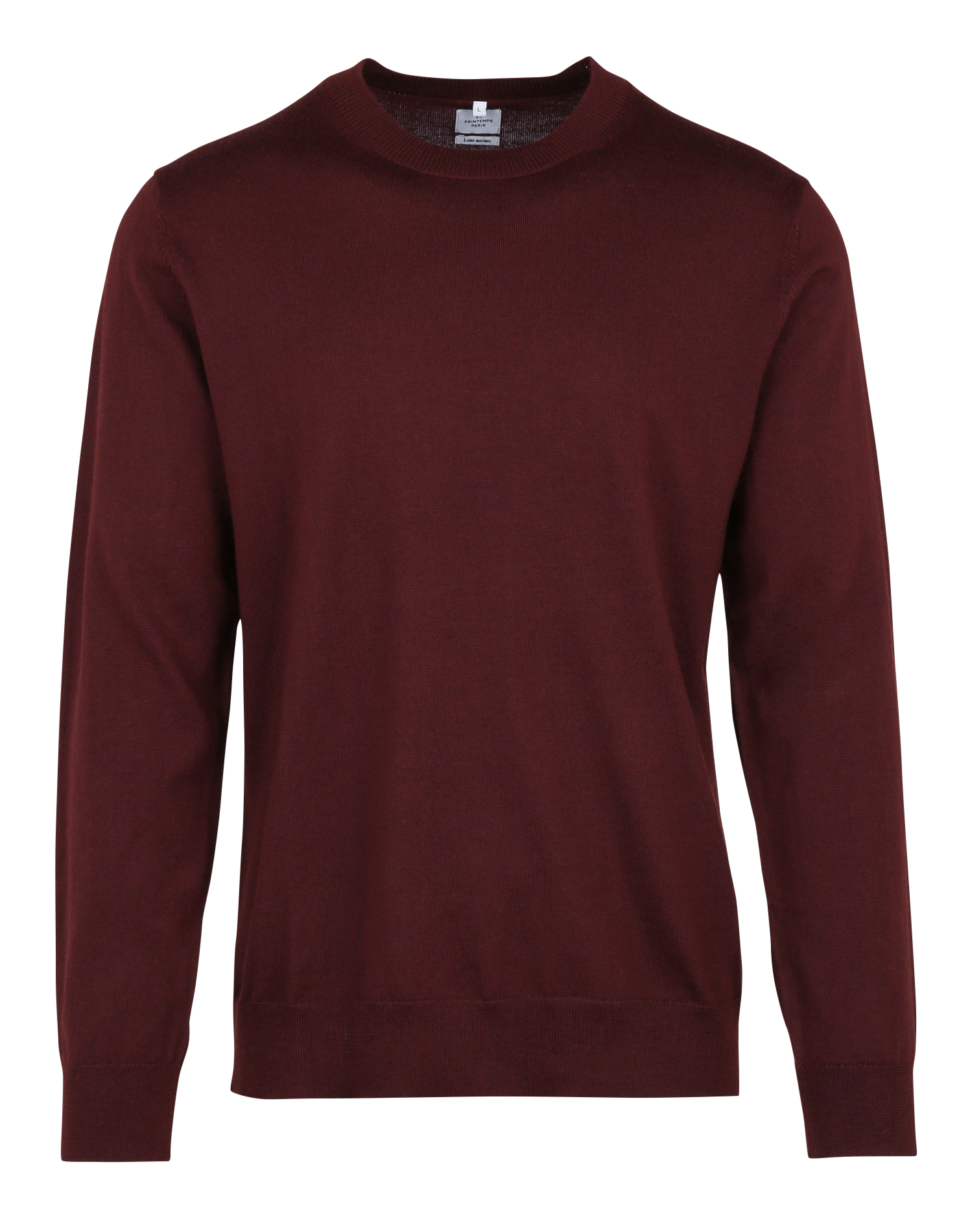 Straight round-neck merino wool sweater AU PRINTEMPS PARIS Purple