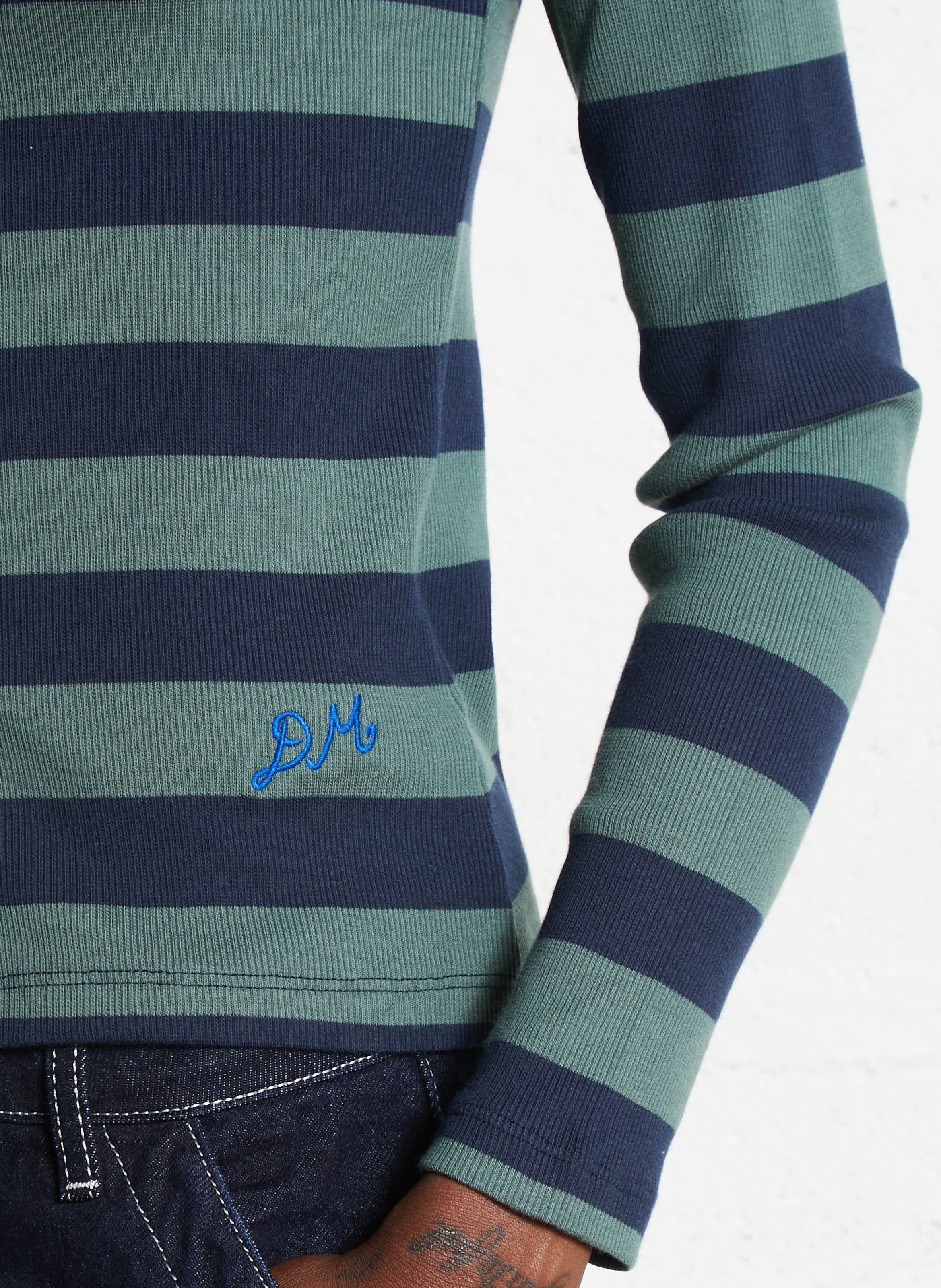 Top boutonné col rond à rayures DAMSON MADDER Vert