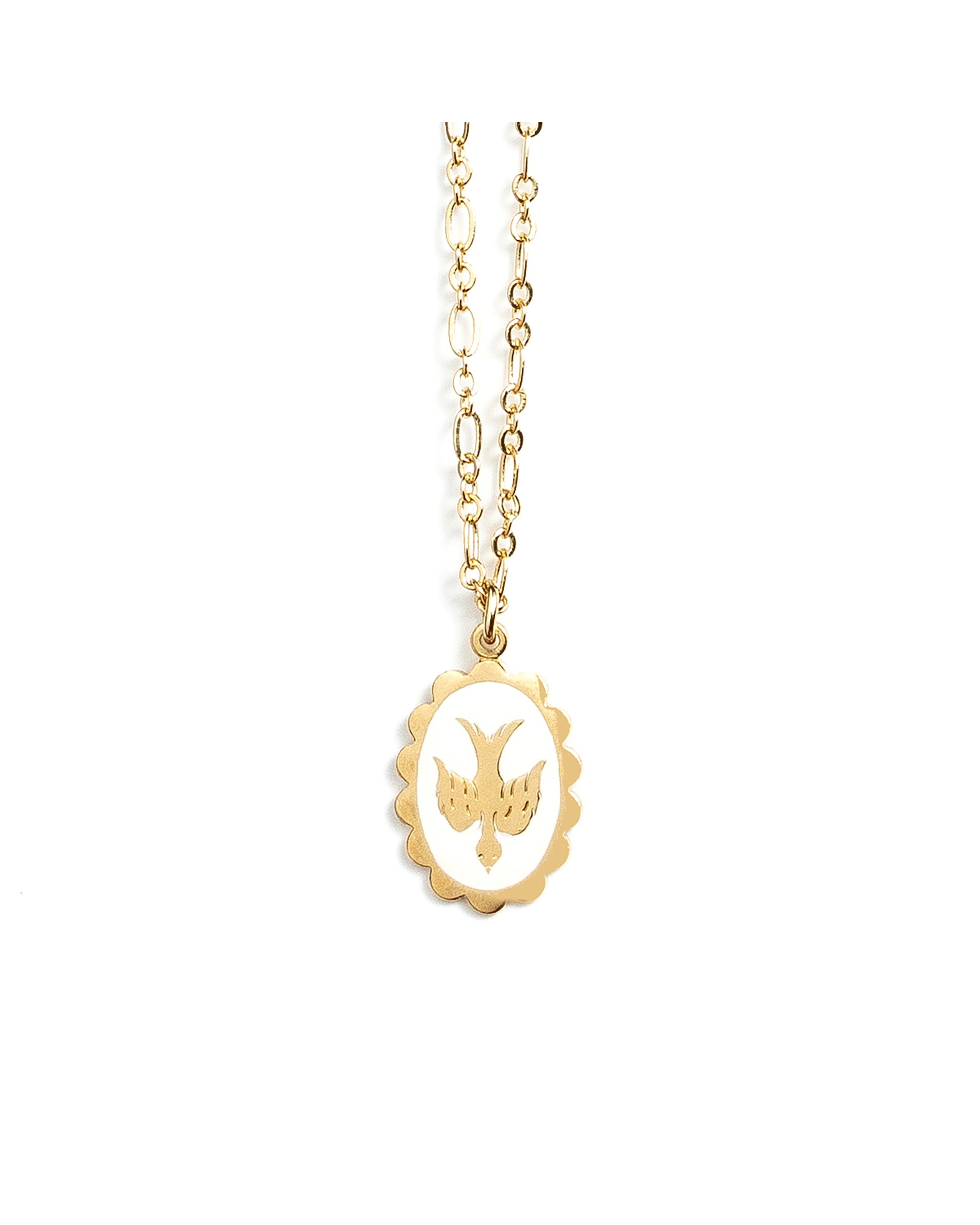 Silver-plated dove necklace MONSIEUR SIMONE White