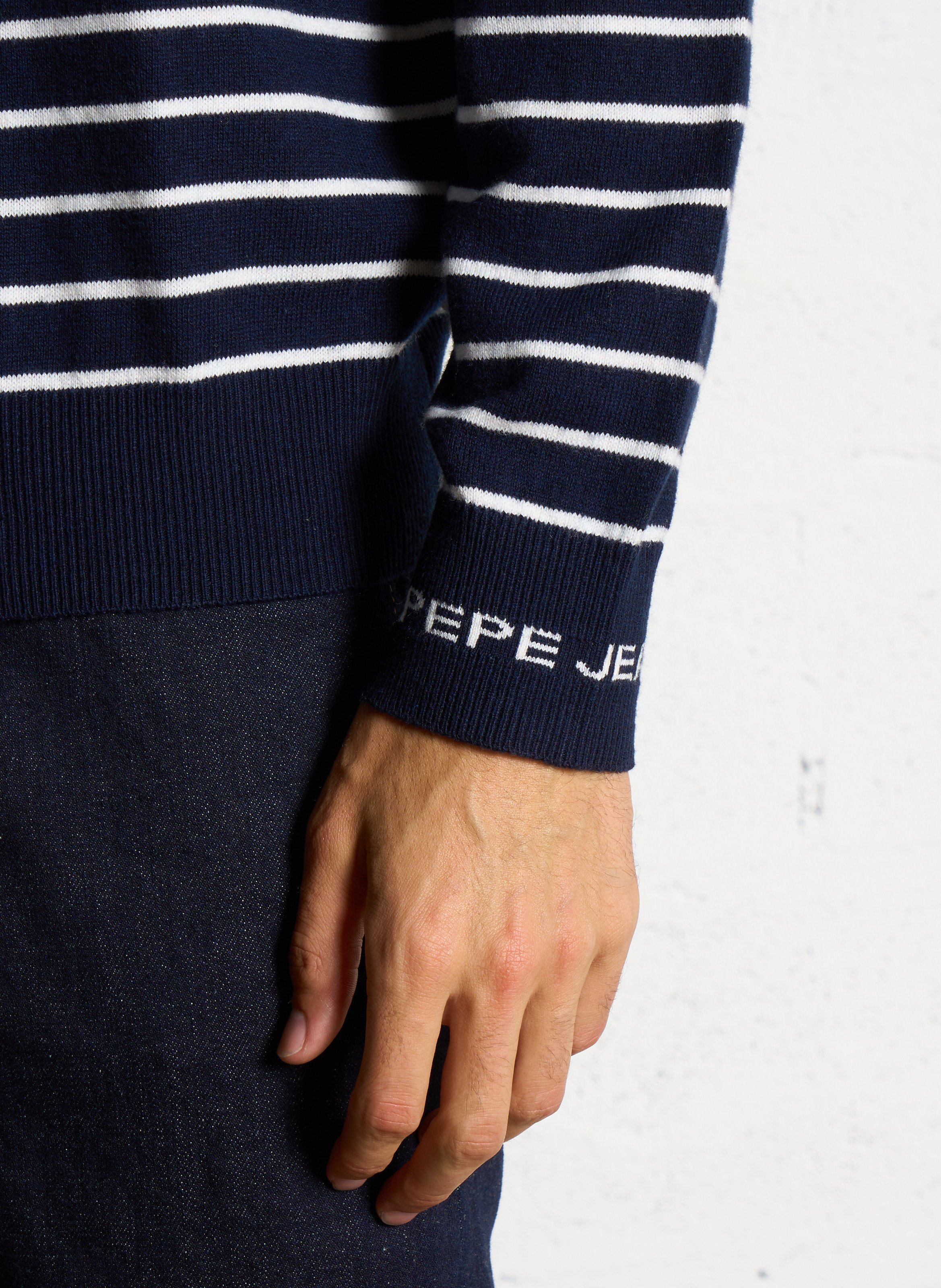 Cotton and wool sleeveless sweater with lacing PEPE JEANS Blue