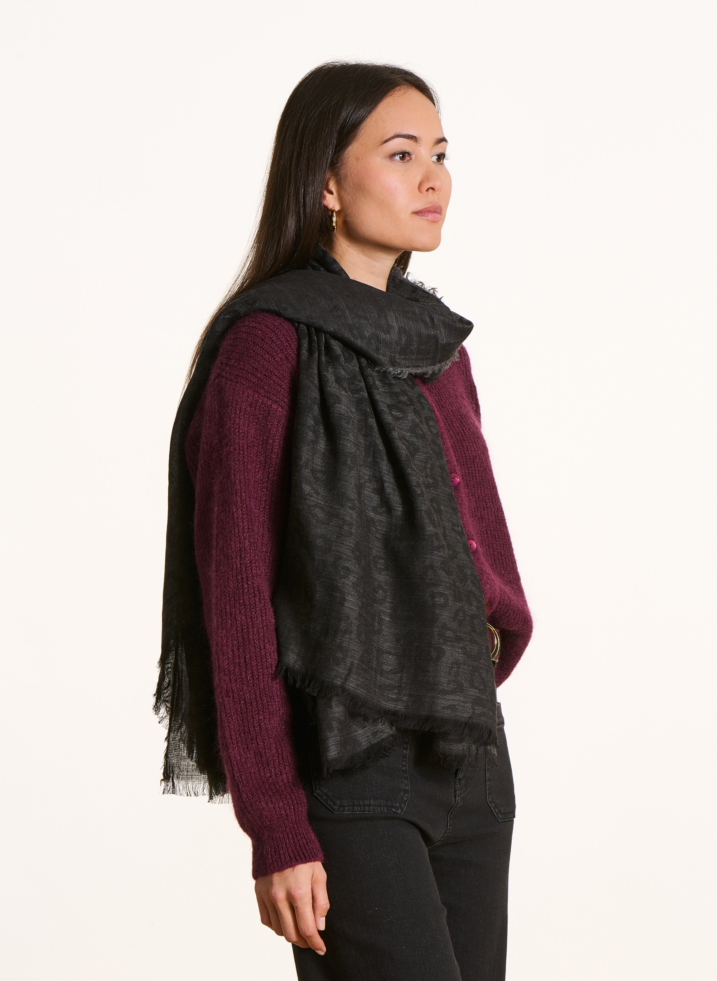 Foulard en laine mélangée LA FEE MARABOUTEE Noir