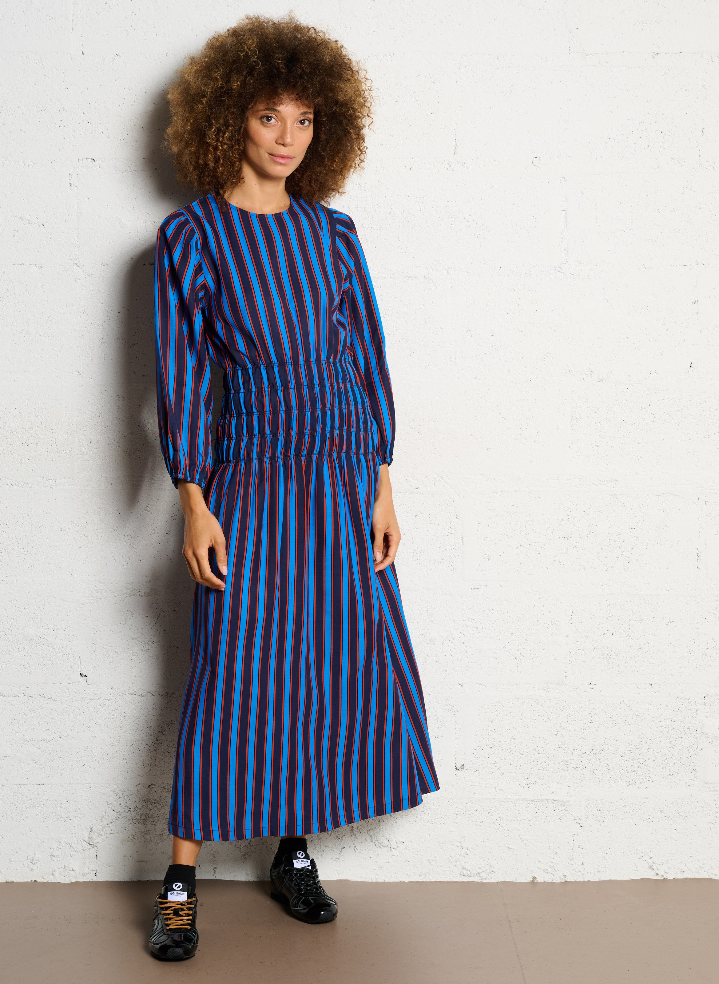 Robe midi fluide à rayures THE TINY BIG SISTER Bleu