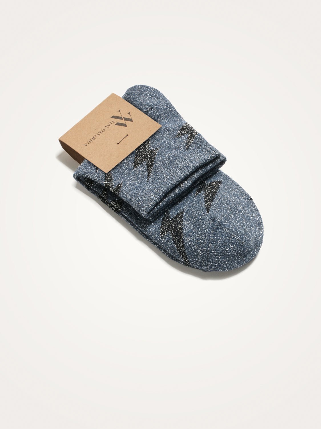 Short socks with lightning print in blended cotton VANESSA WU Grey