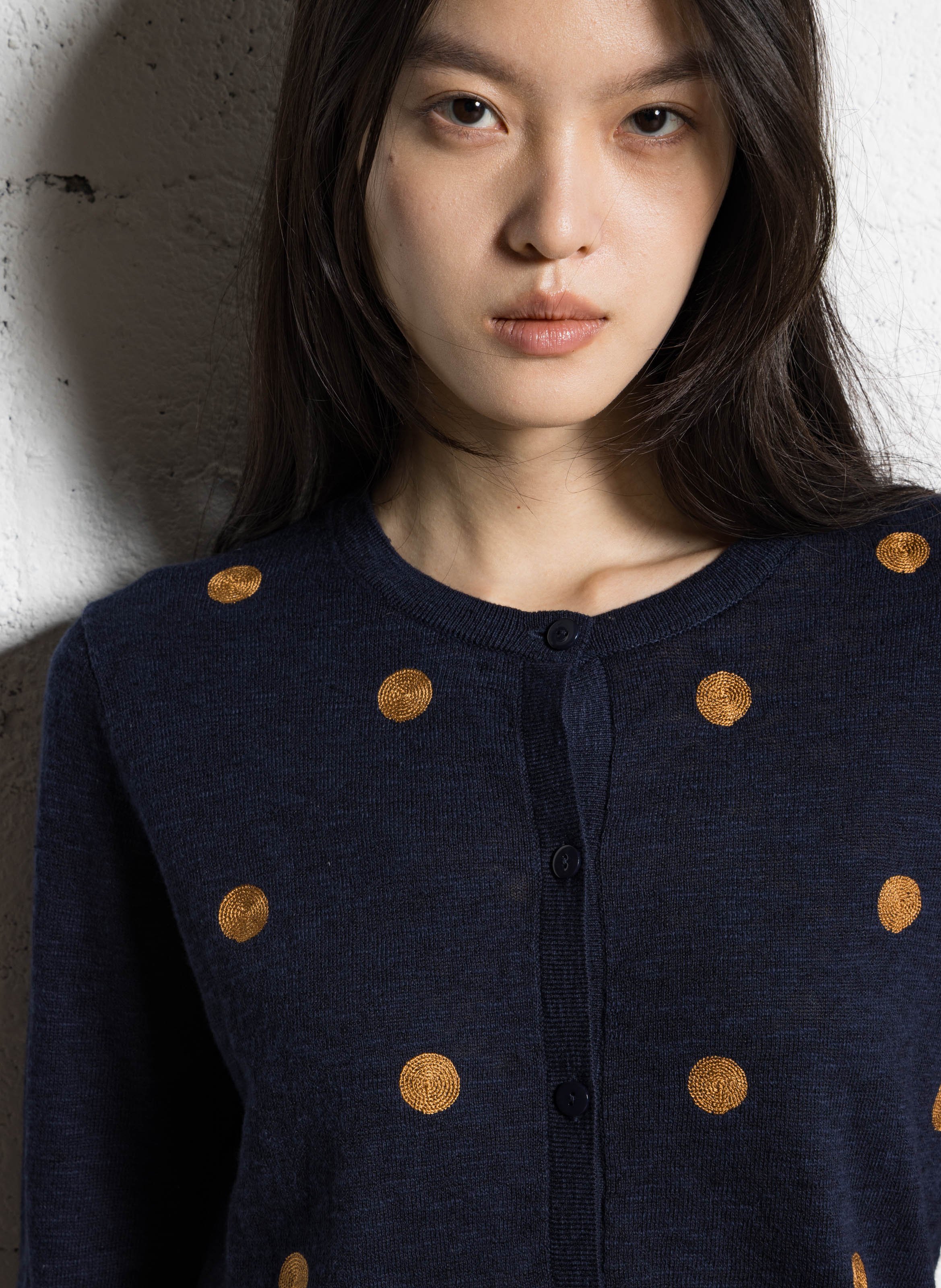 Gilet brodé en lin mélangé NICE THINGS Bleu