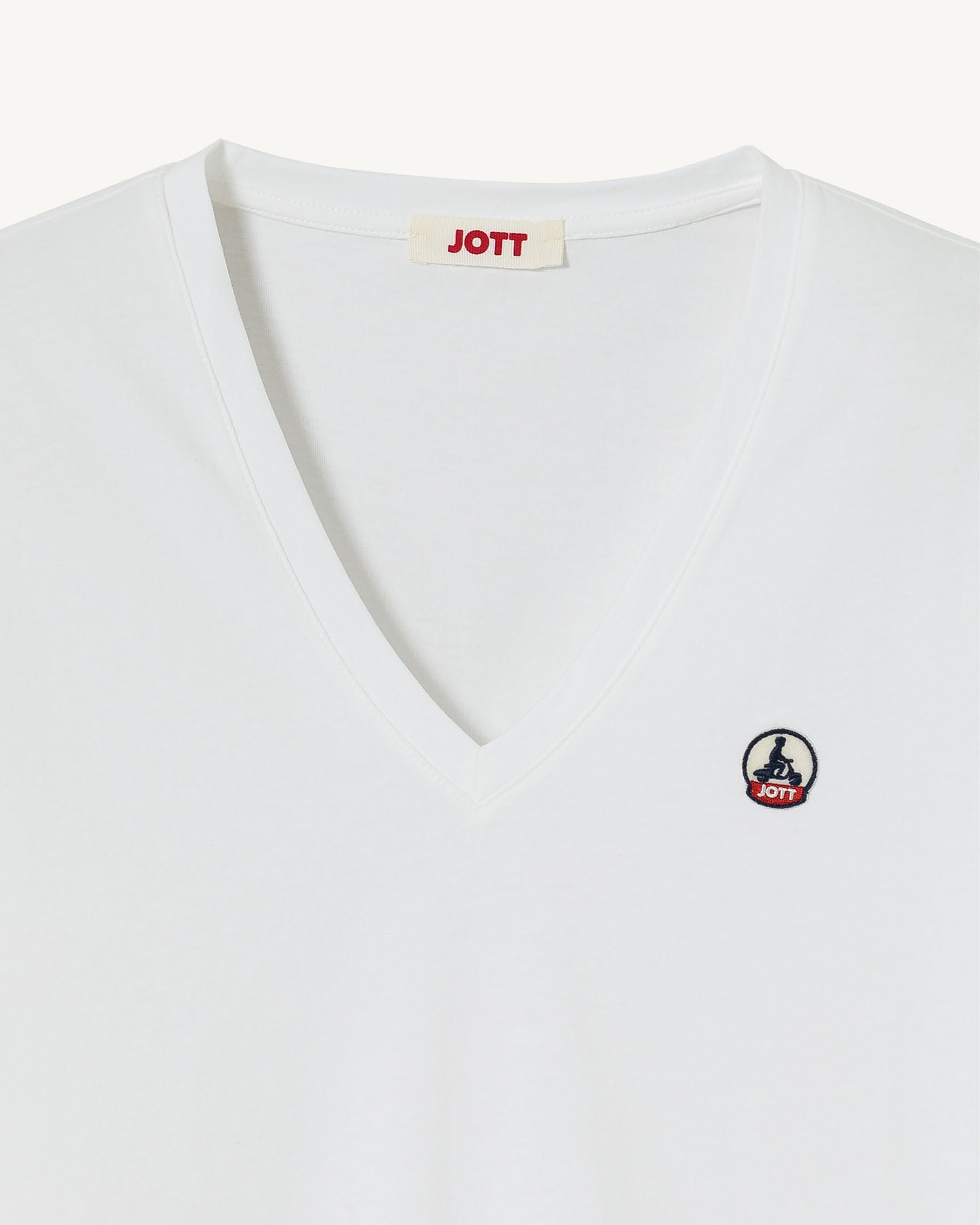 Solid V-neck t-shirt in organic cotton Cancun 2.0 JOTT White