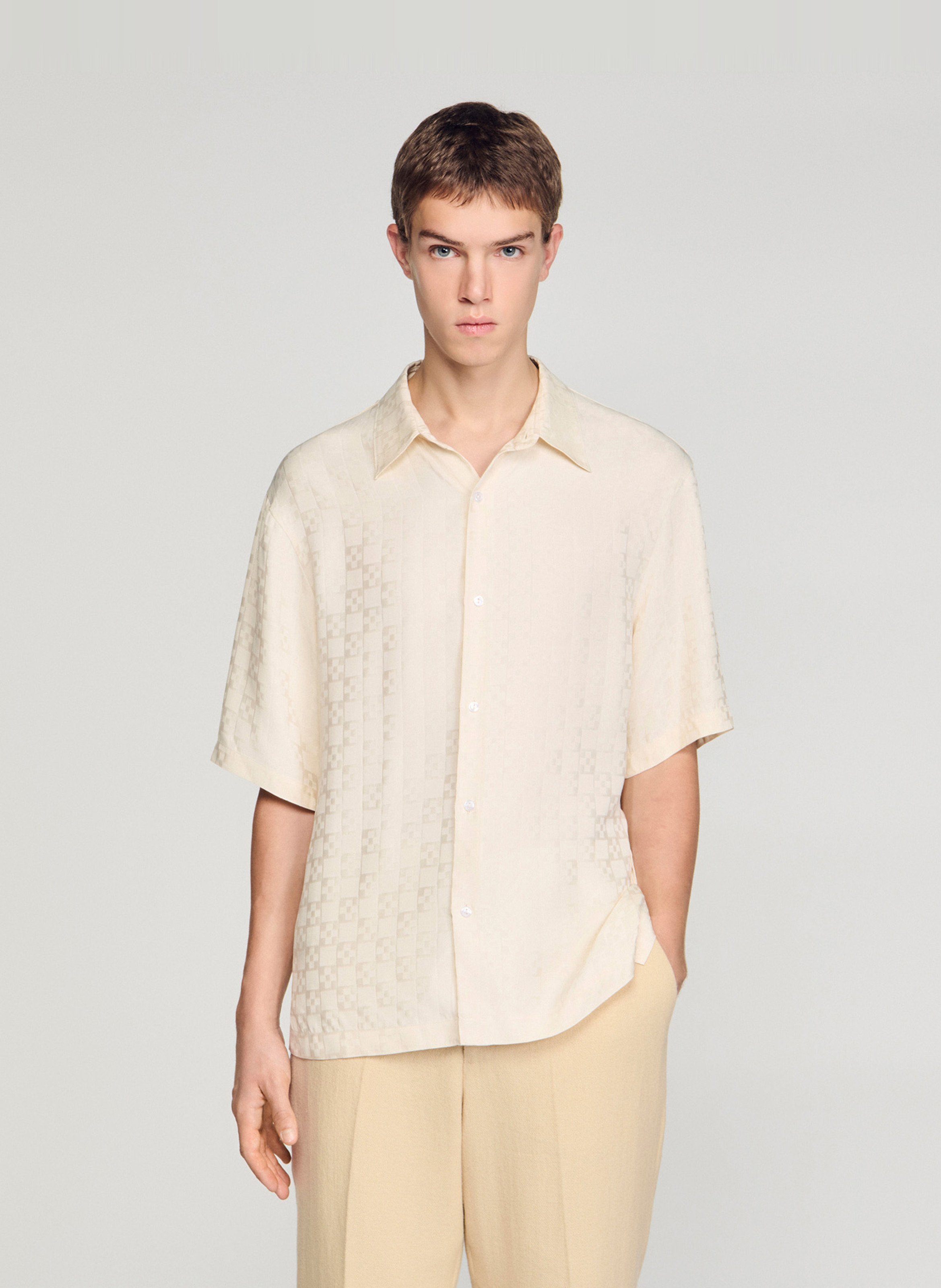 Chemise droite col classique à carreaux SANDRO