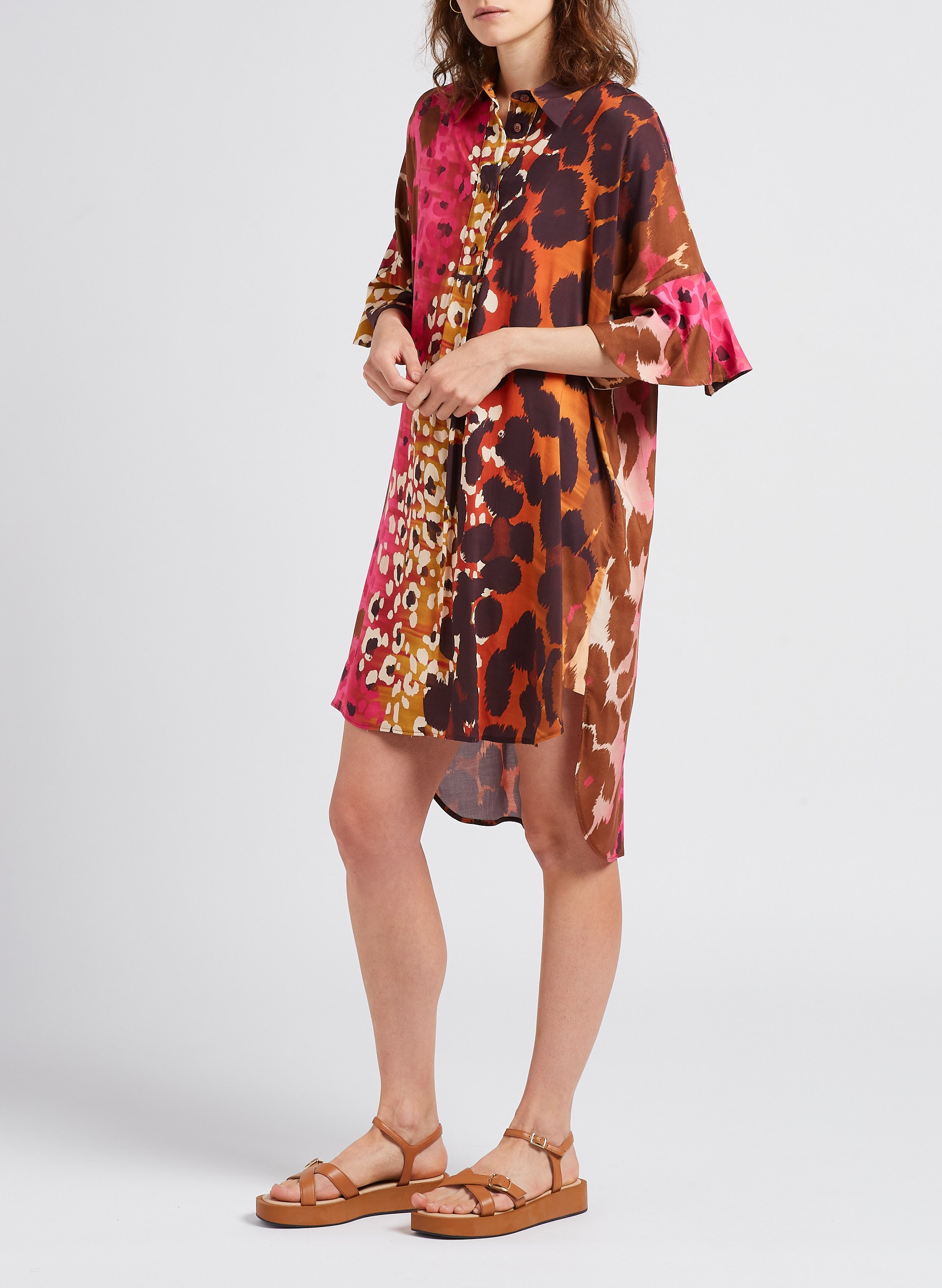 Long dress with shirt collar IMPERIAL Brown