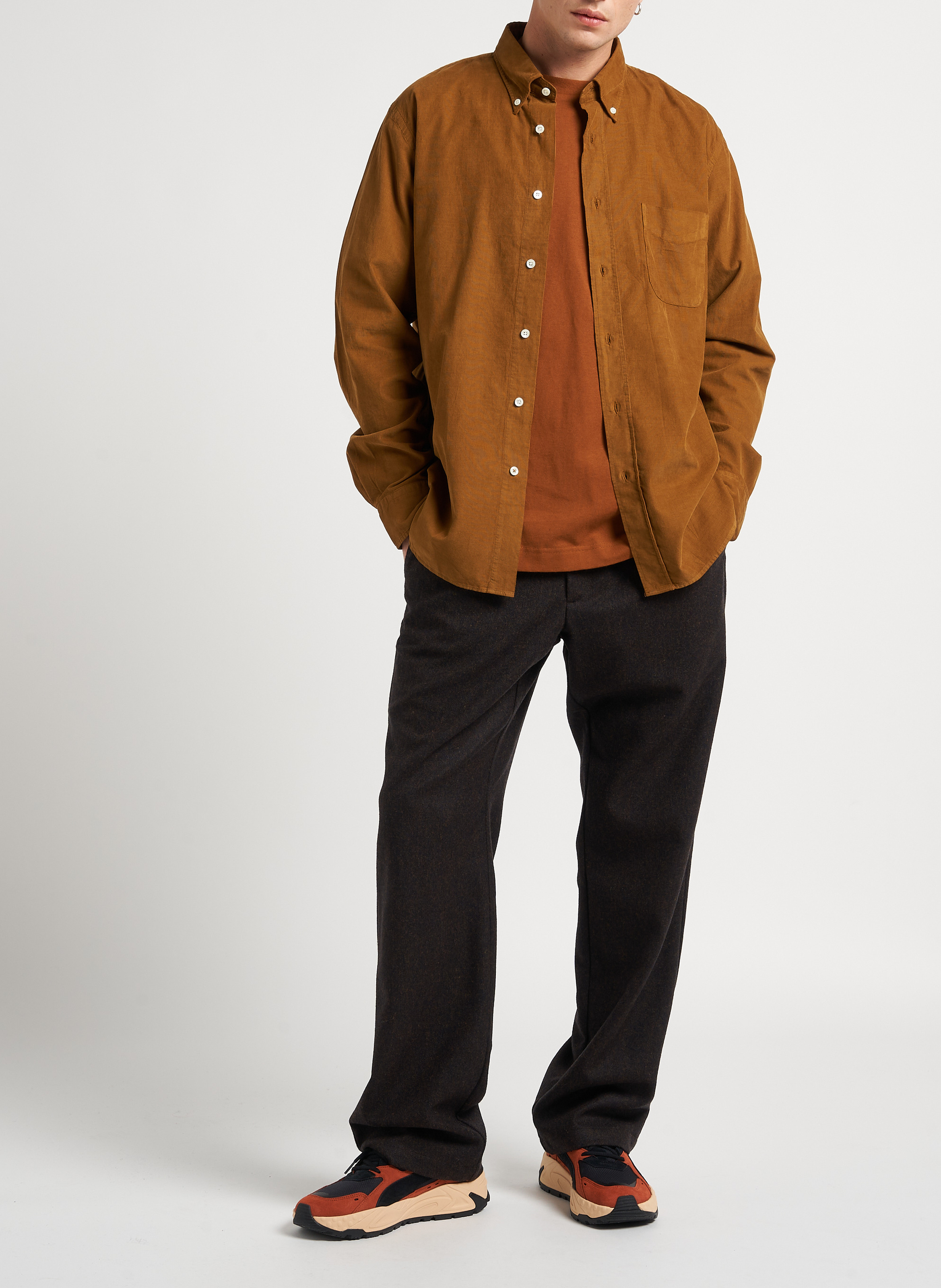 Chemise col classique en coton  HARTFORD Marron