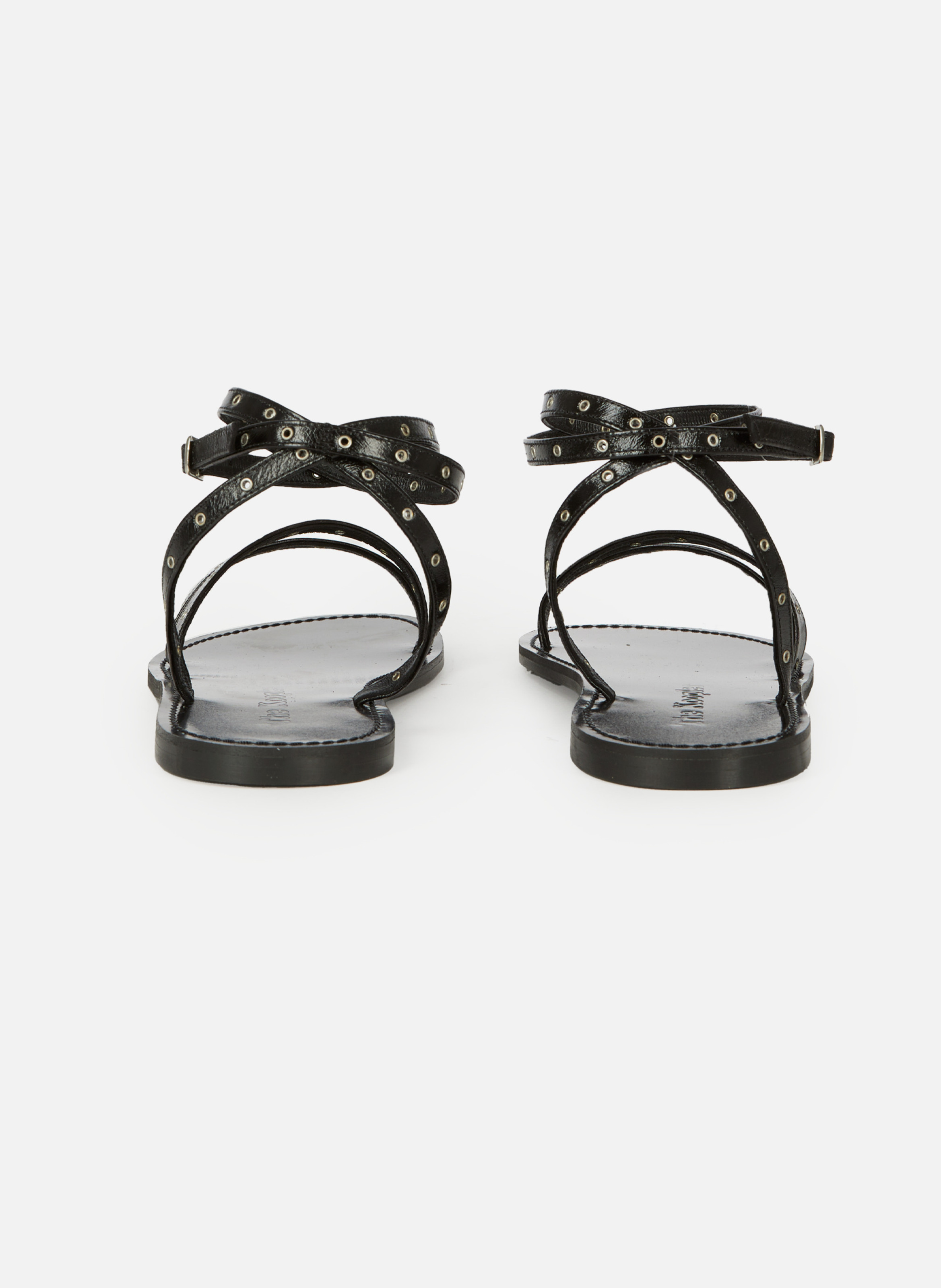 Flat leather sandals with eyelets THE KOOPLES Black