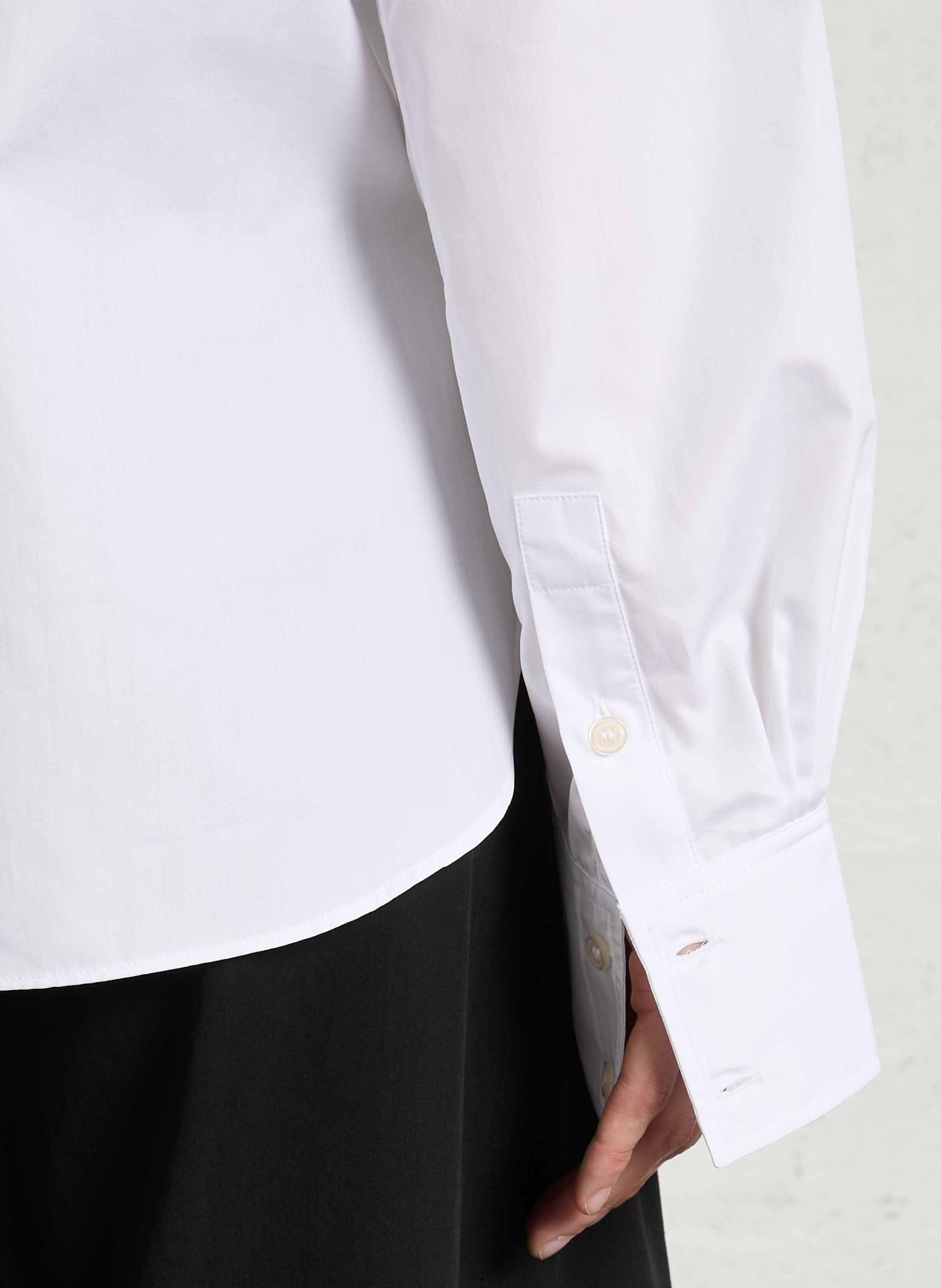 Cotton classic-collar over-sized shirt SOEUR White