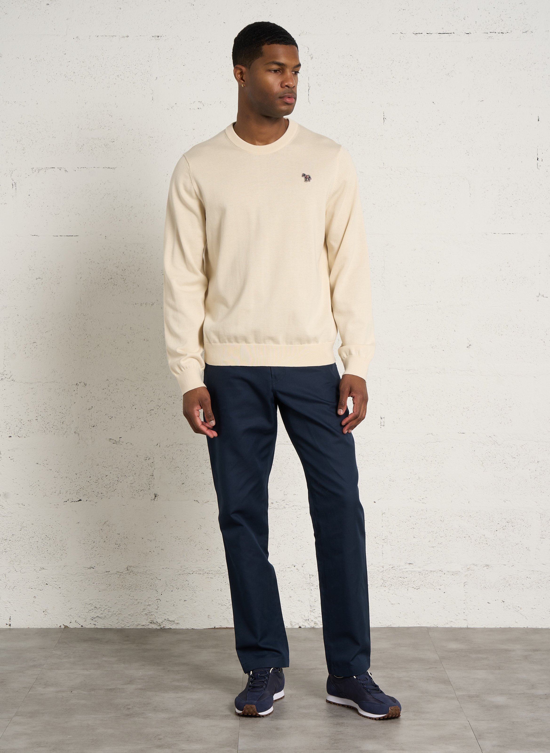 Gerade geschnittener Rundhalspullover aus Bio-Baumwolle PAUL SMITH Beige