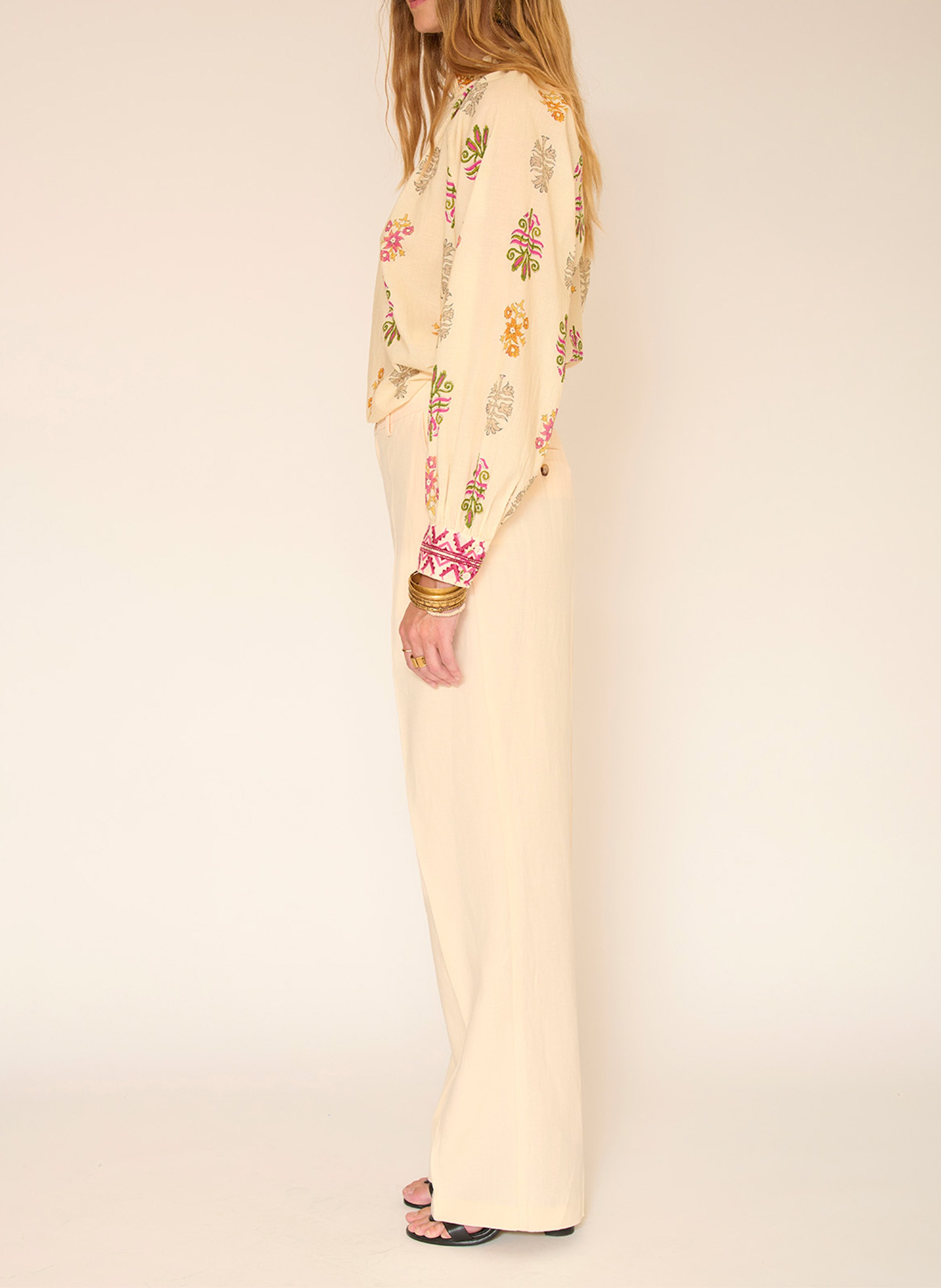 Weit geschnittene Hose MKT Beige