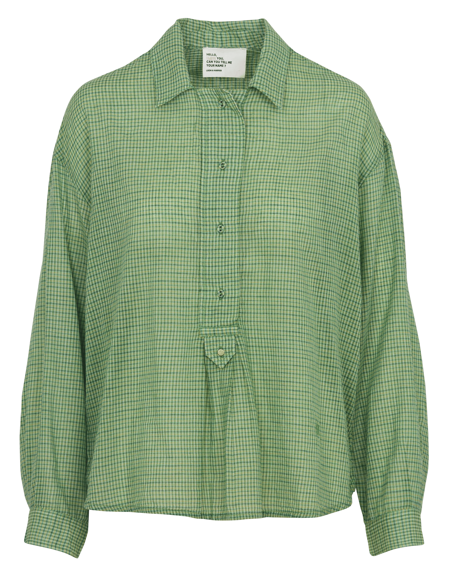 Organic cotton shirt with classic collar LEON & HARPER Green