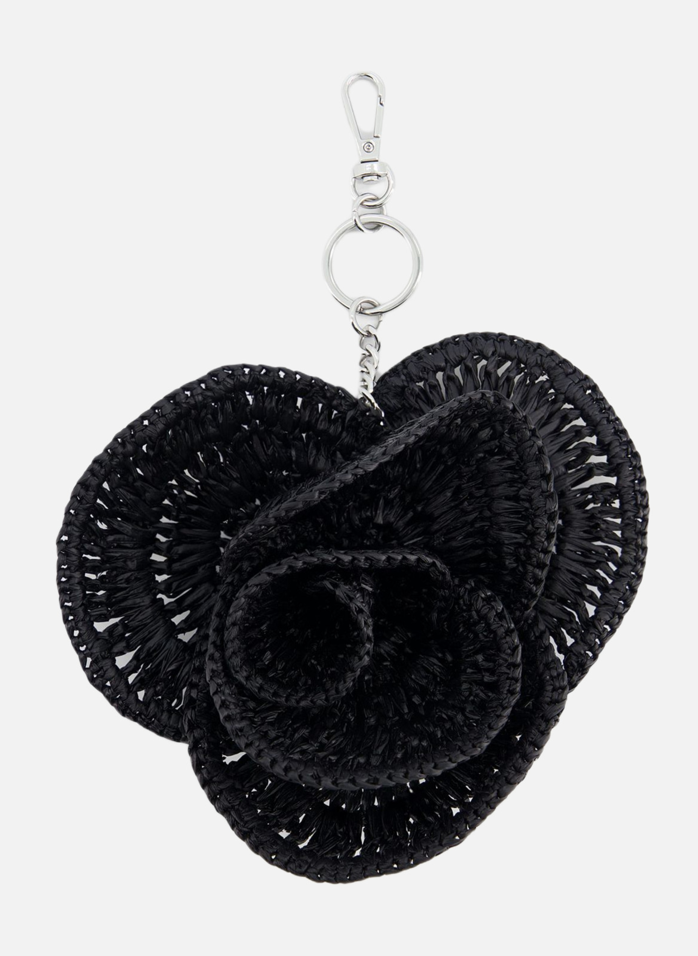 Raffia flower bag charm THE KOOPLES Black