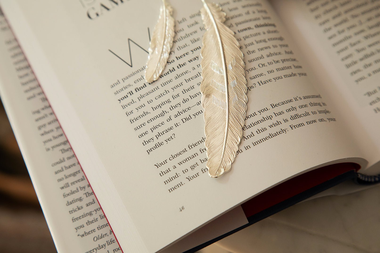 Gold-plated feather necklace MONSIEUR SIMONE Silver