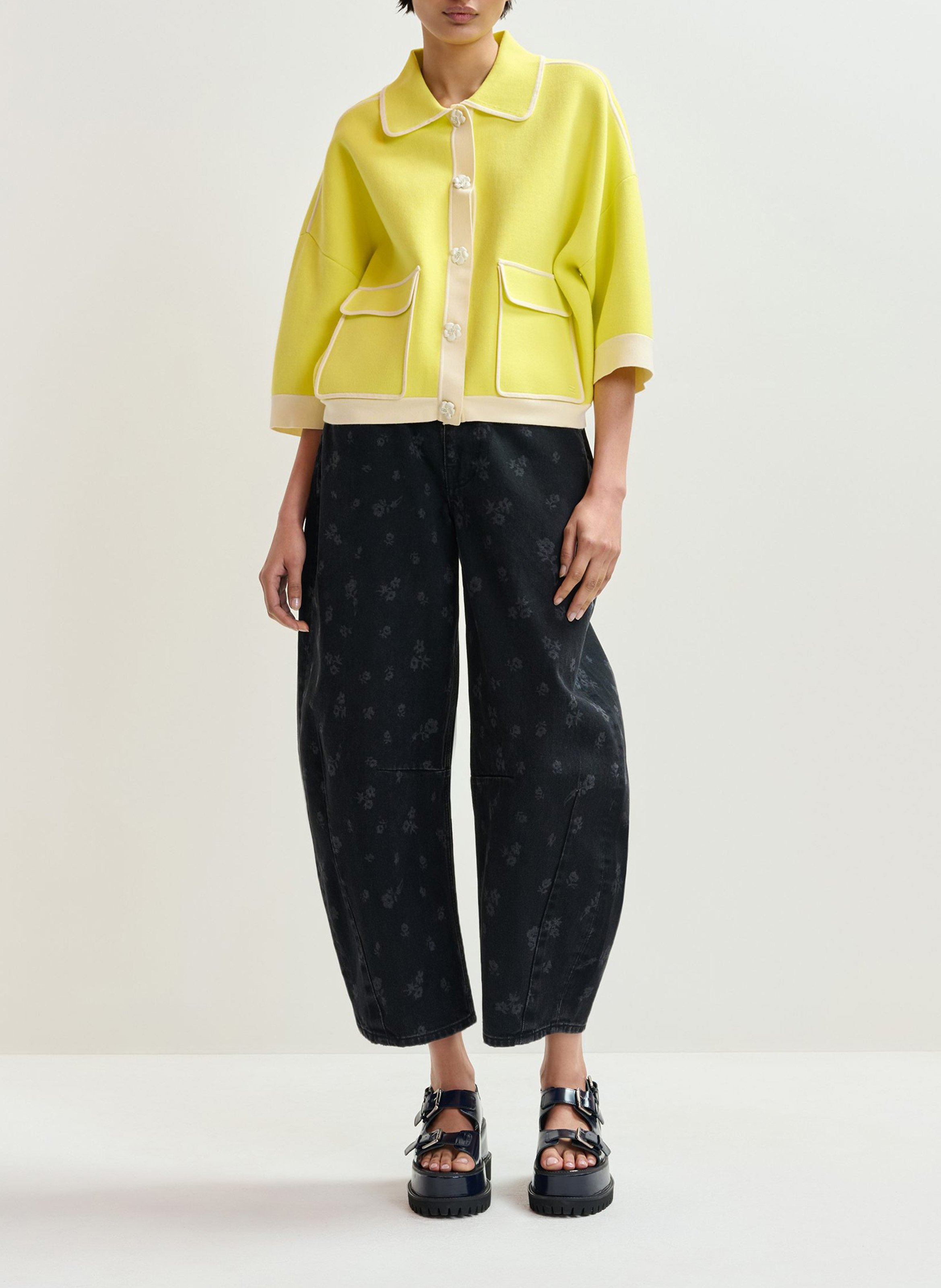 Cardigan with classic collar ESSENTIEL ANTWERP Yellow