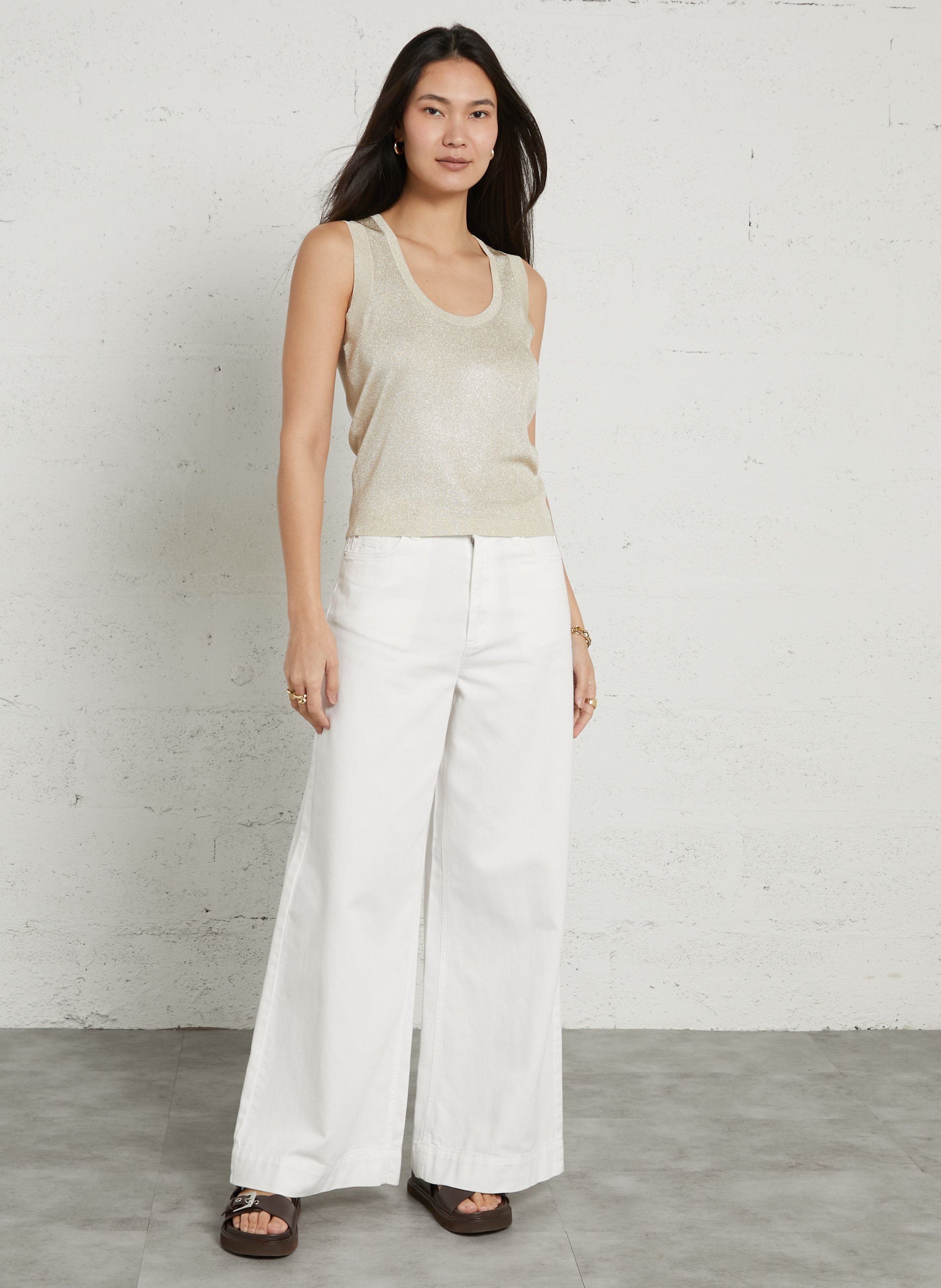 Wide-leg cotton jeans MAISON 123 White