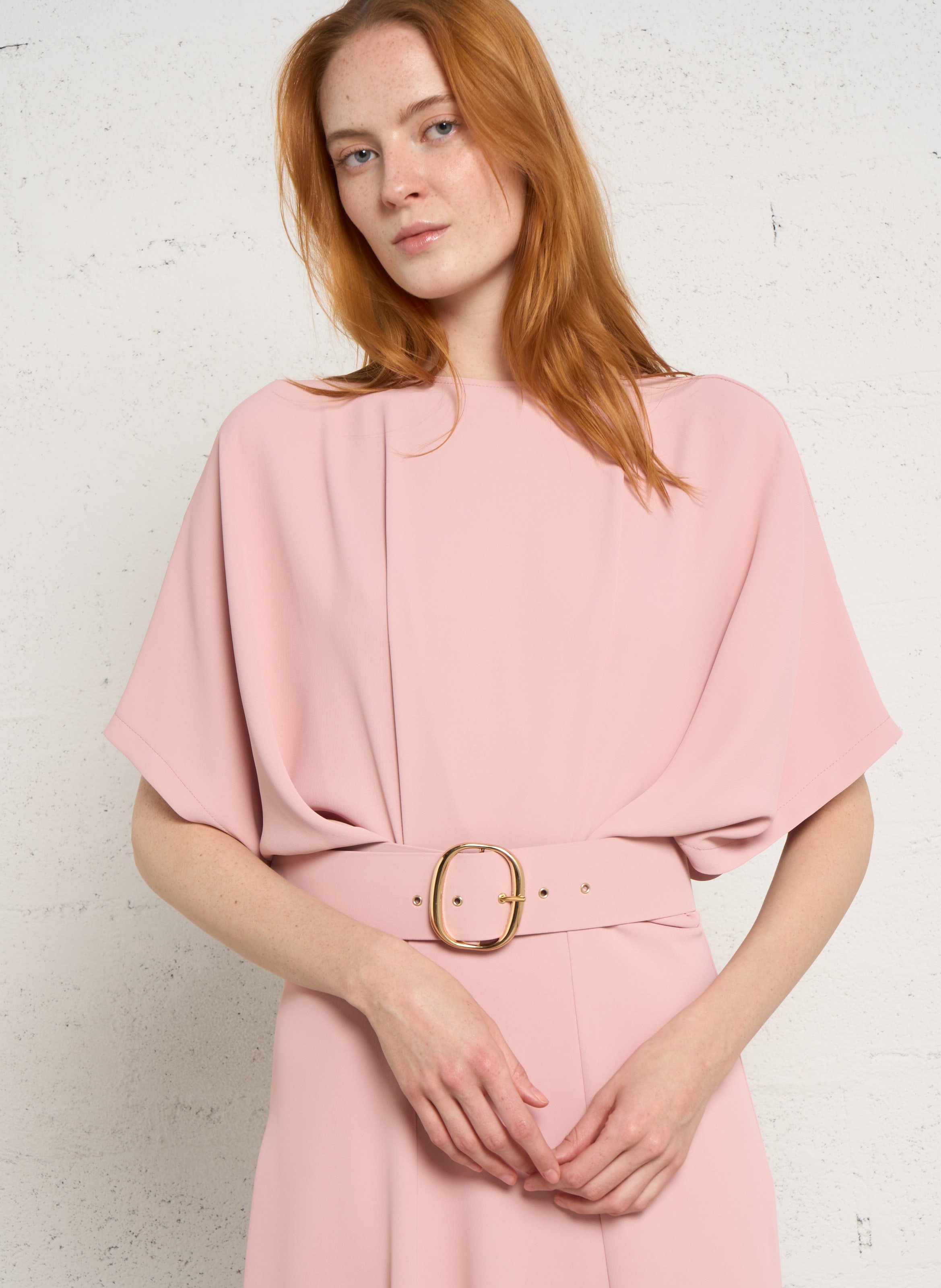 Lange jurk met ronde hals IMPERIAL Roze