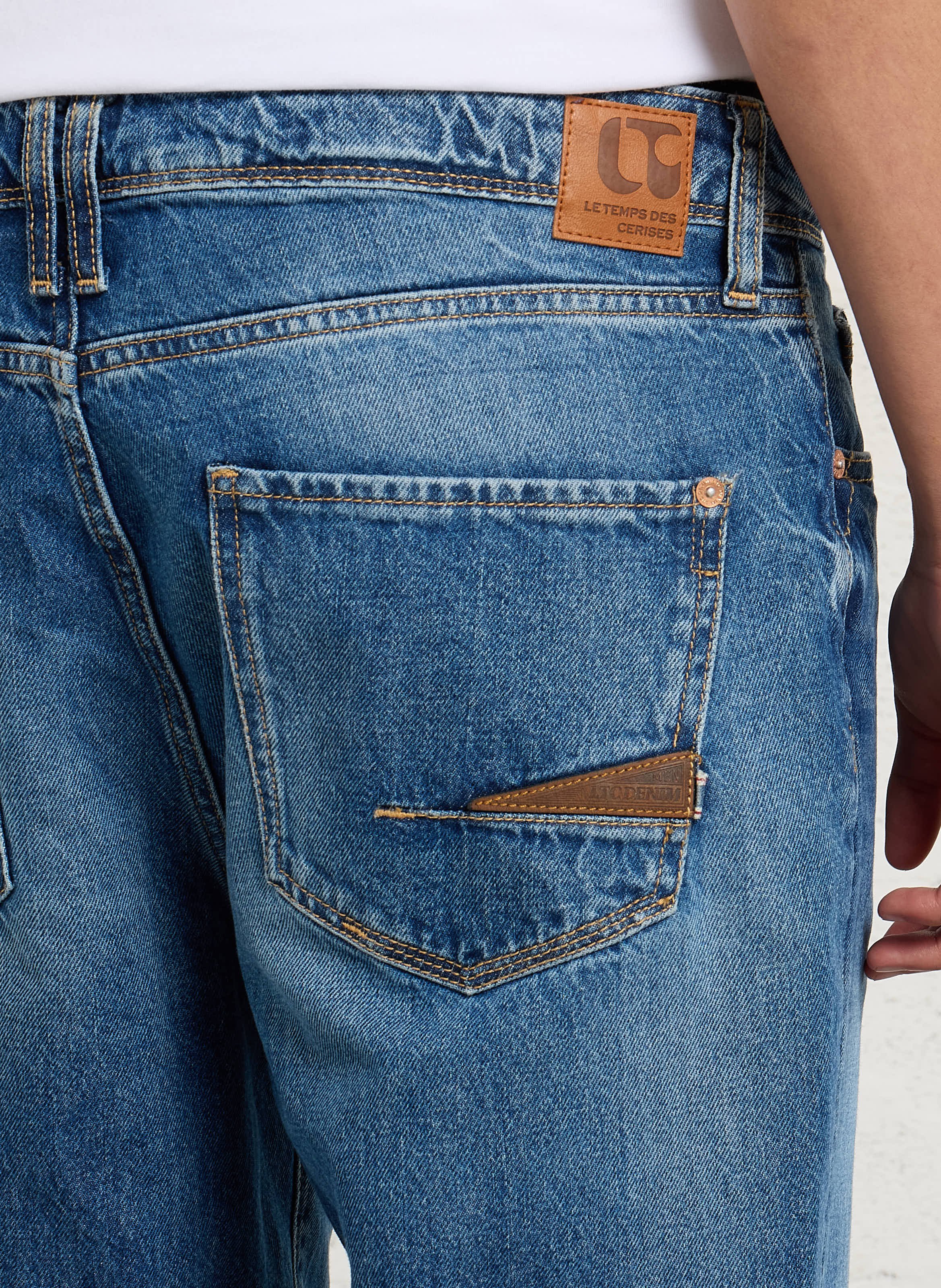 Jean droit en coton LE TEMPS DES CERISES Bleu
