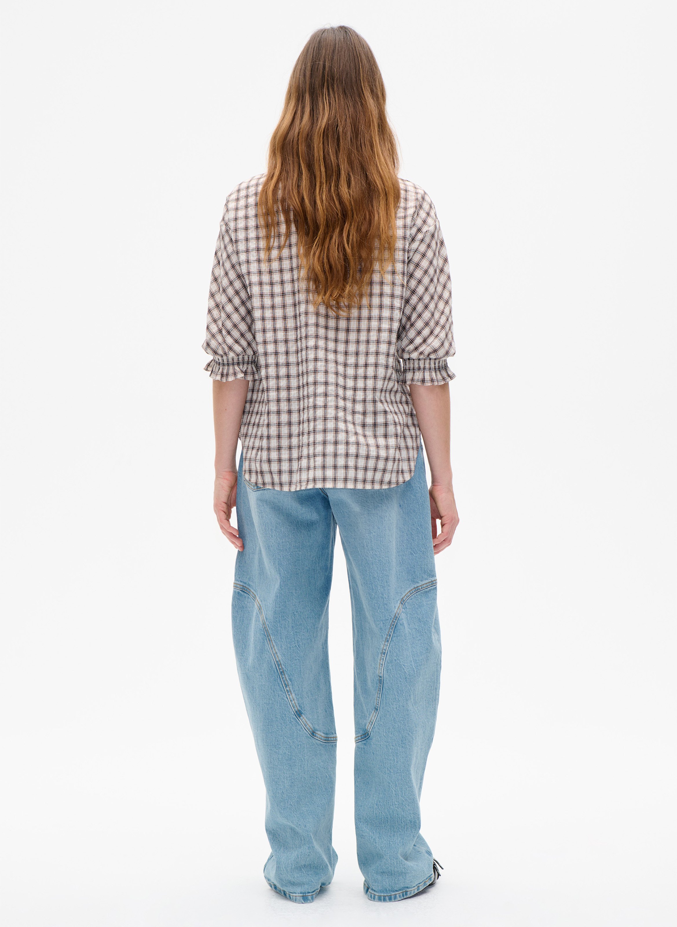 Blusa de cuadros con mangas 3/4 BAUM UND PFERDGARTEN Multicolor